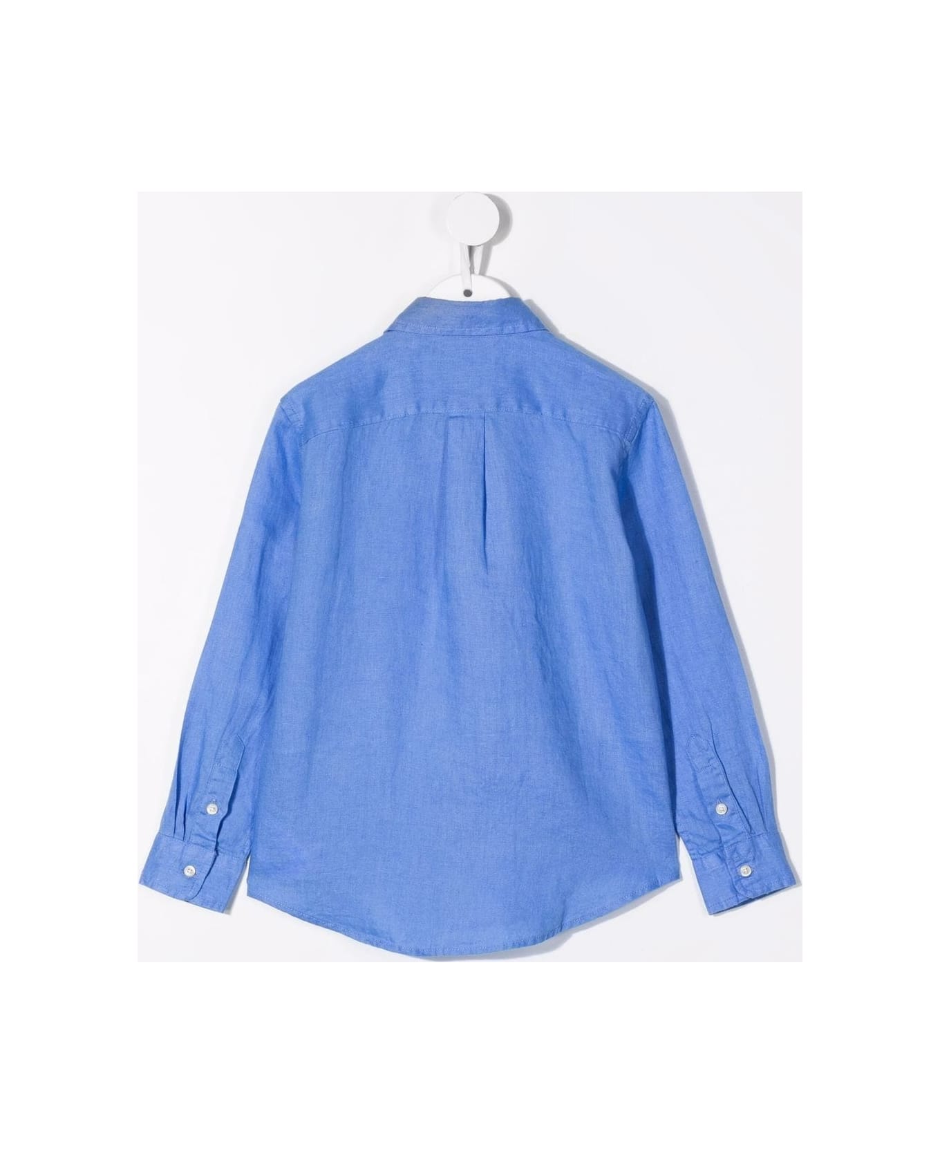 Ralph Lauren Blue Linen Shirt With Embroidered Pony - Blue