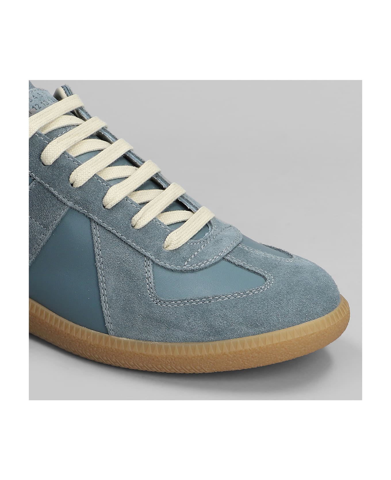 Maison Margiela Replica Sneakers In Green Suede And Leather - green