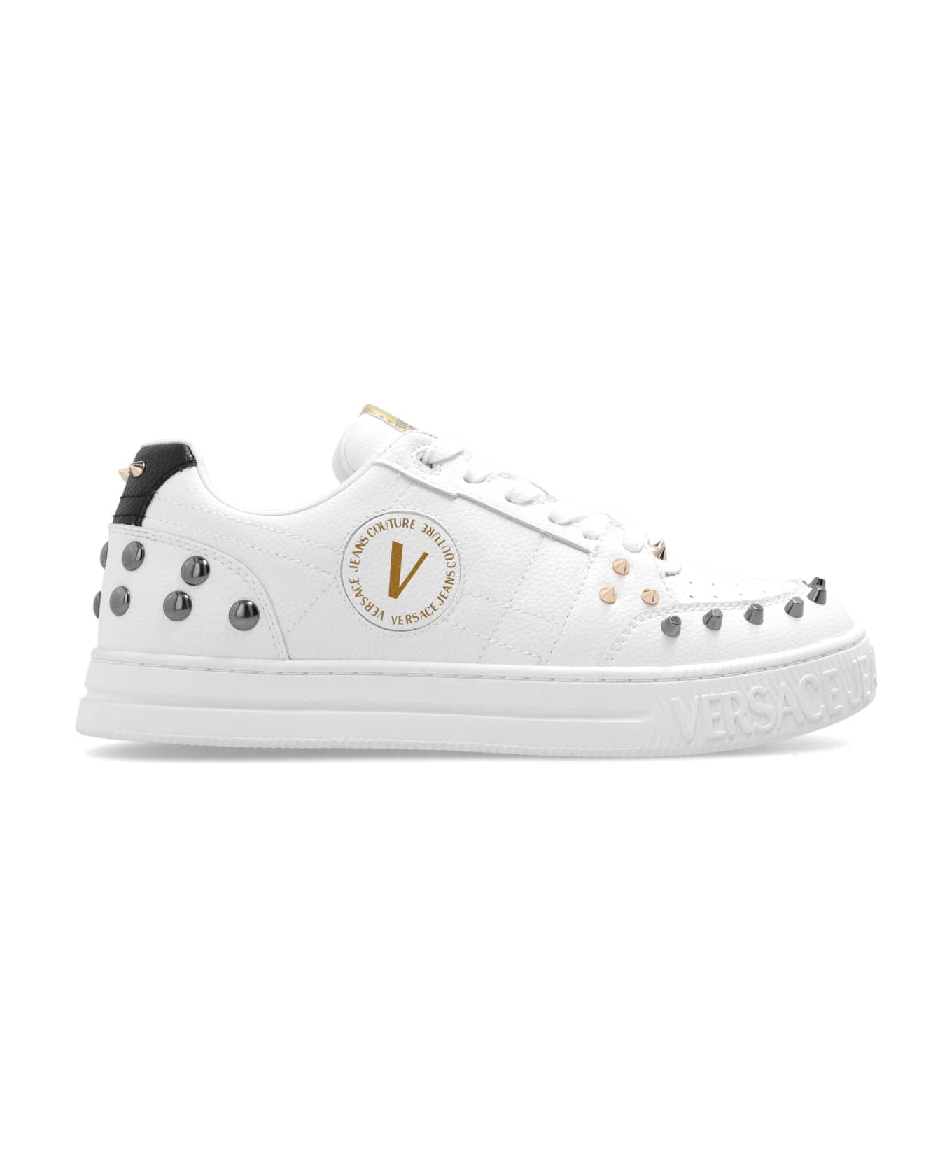 Versace Jeans Couture Stud-detailed Low-top Sneakers - WHITE/MULTI スニーカー