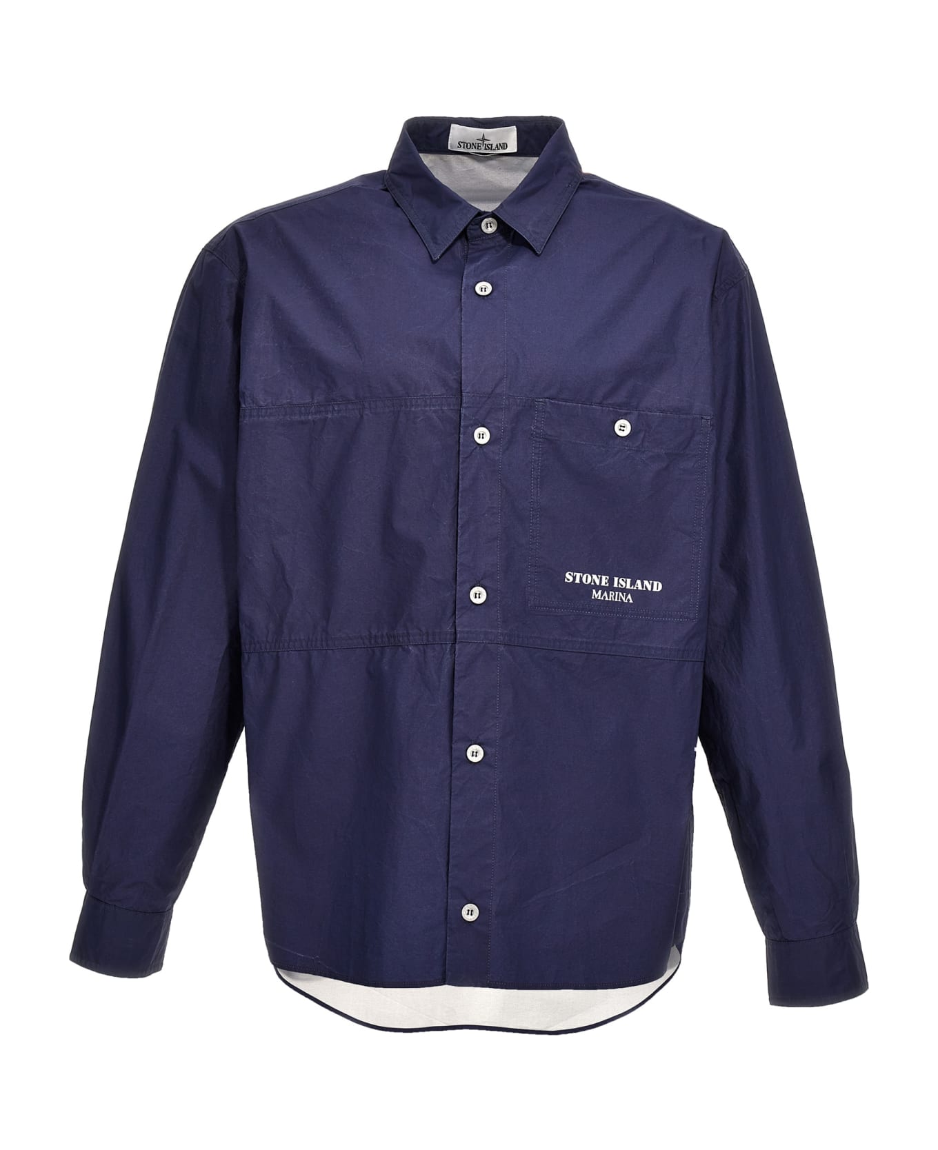 Stone Island Logo Print Overshirt - Blue シャツ