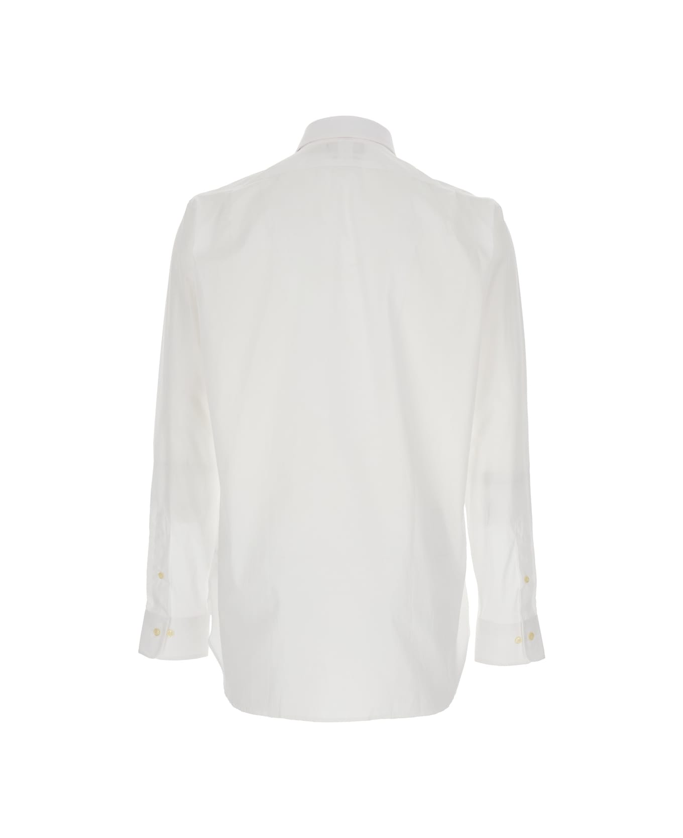 Ralph Lauren 'custom Fit' White Shirt With Pointed Collar And Tone On Tone Pony Embroidery On The Front In Cotton Man - white