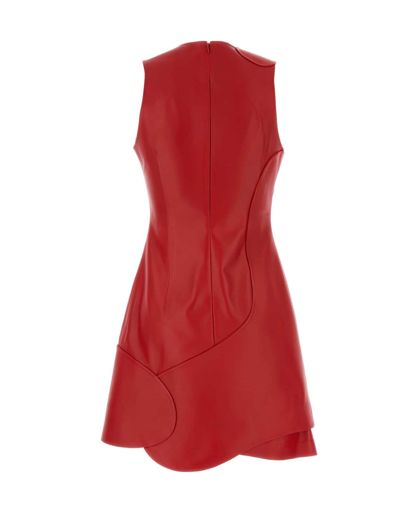 Ferragamo Red Leather Mini Dress - RED