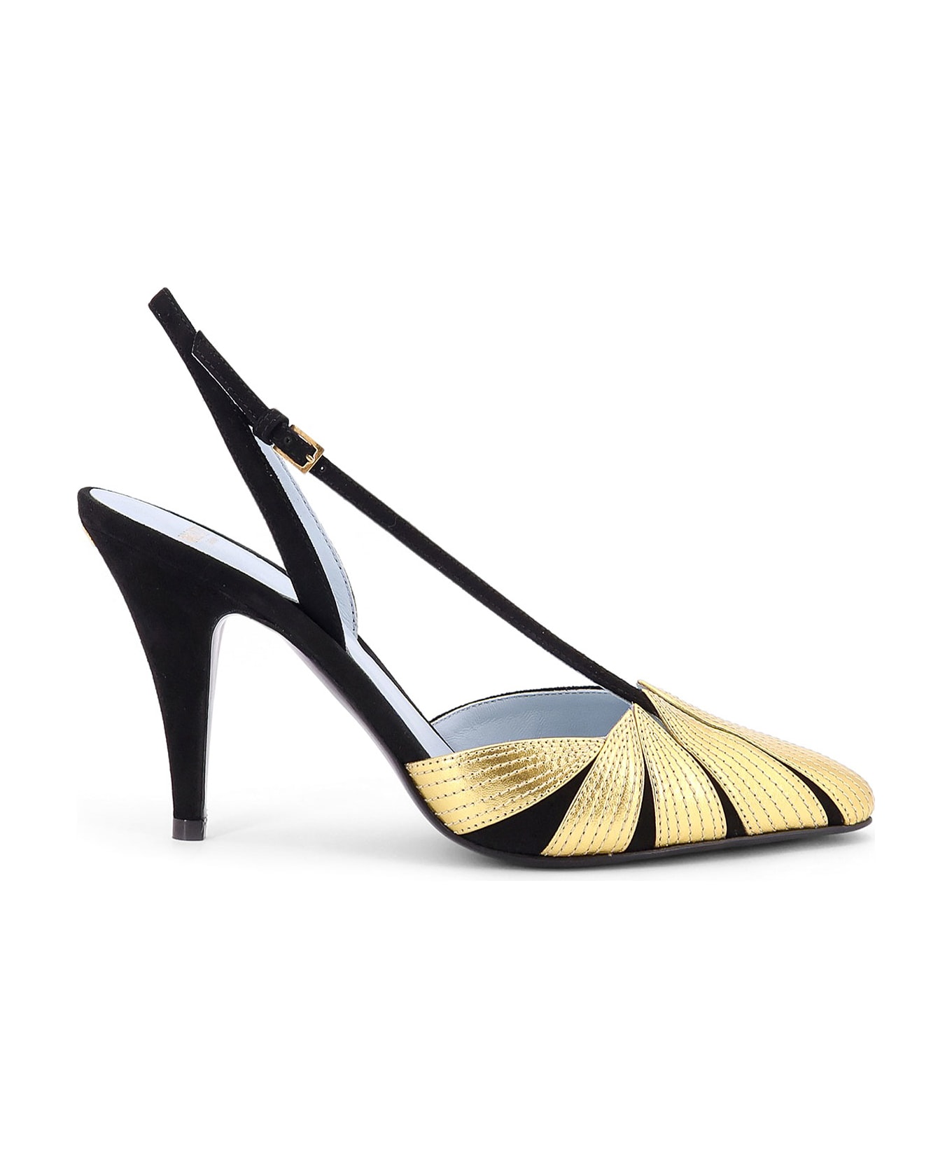 Valentino Garavani Foliefoliage Suede Décolleté Slingback - Black