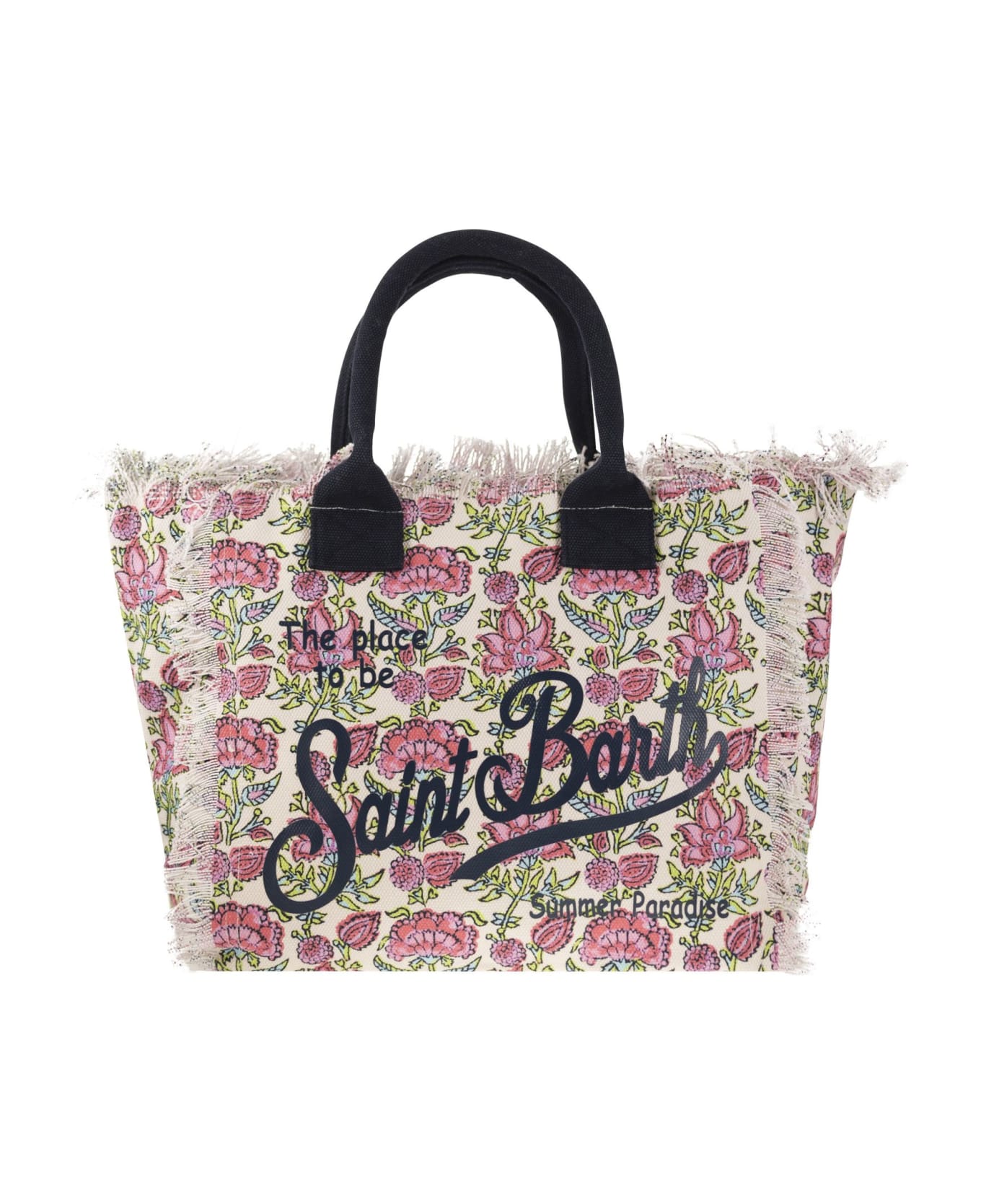 MC2 Saint Barth Vanity - Canvas Bag With Floral Print - Pink トートバッグ