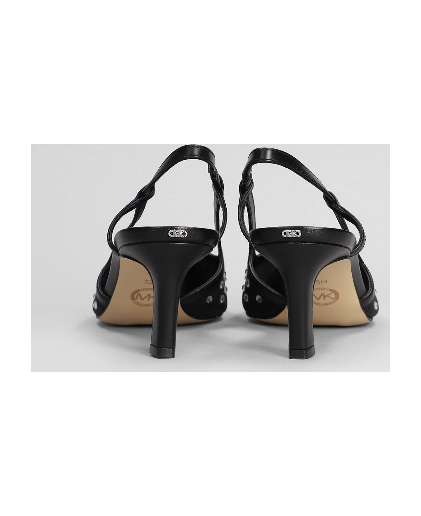 MICHAEL Michael Kors Alora Mid Sling Pumps In Black Leather - Black