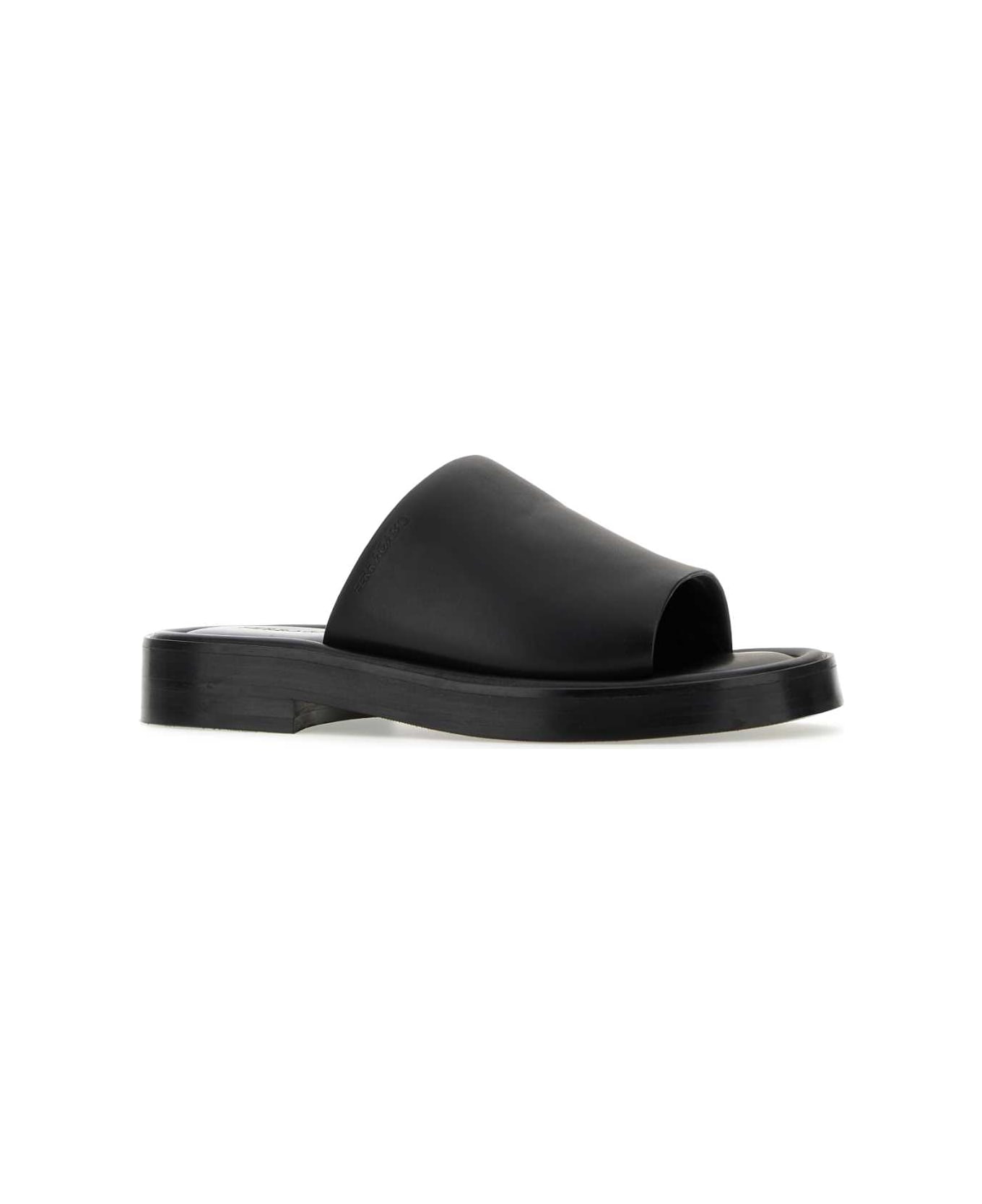 Ferragamo Black Nappa Leather Slippers - NERO
