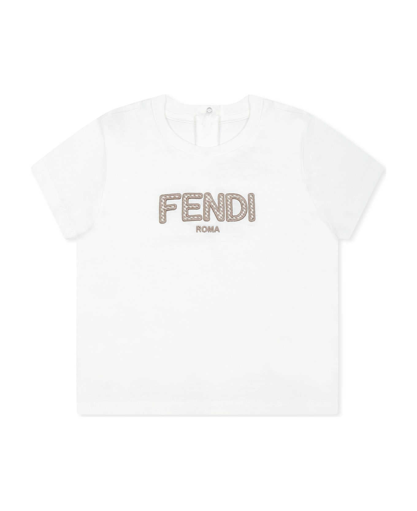 Fendi White T-shirt For Babykids With Logo - White