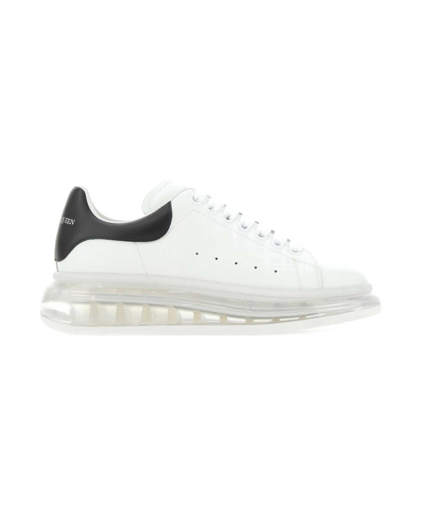 Alexander McQueen White Leather Sneakers With Black Heel - 9061