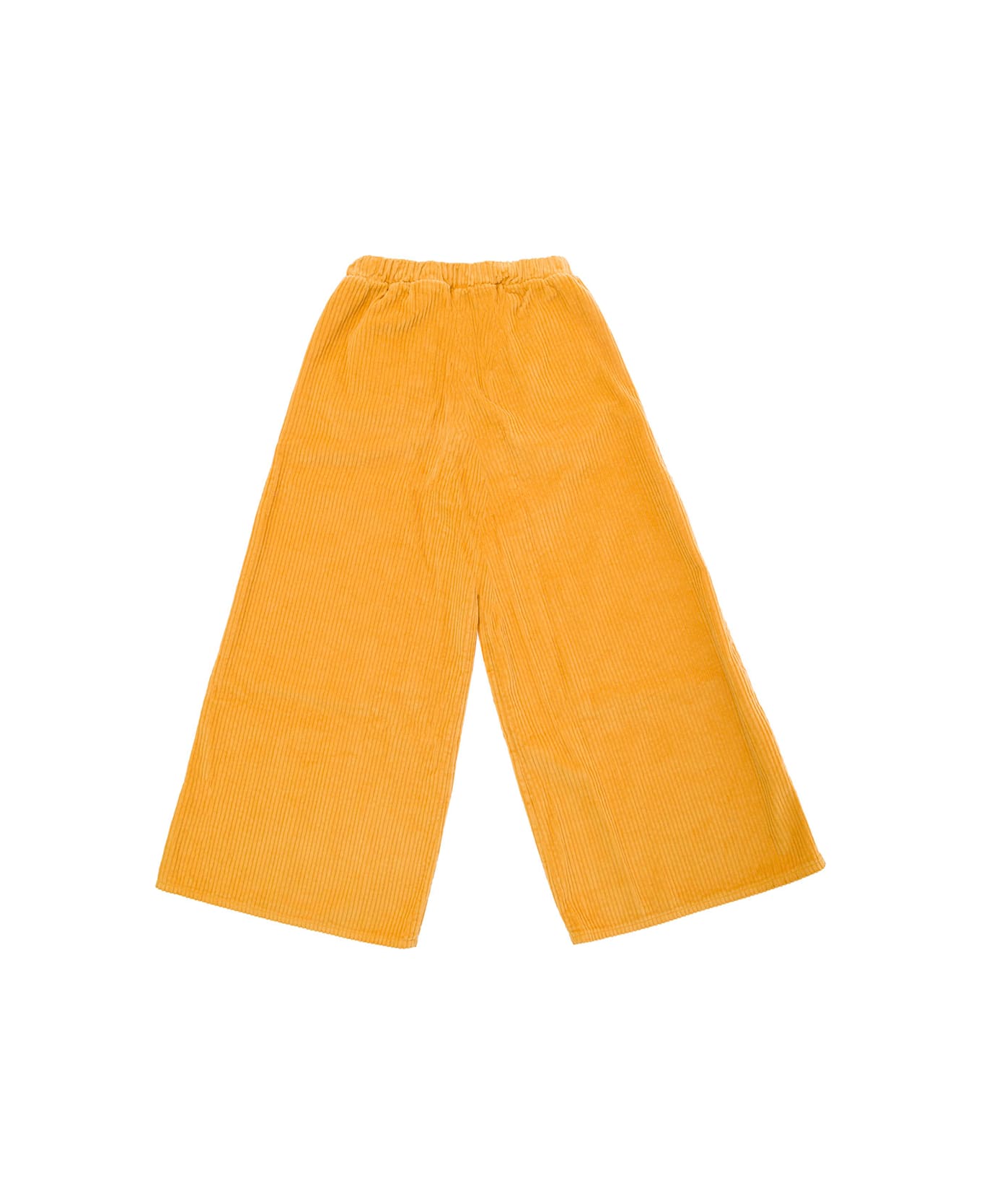 Emile Et Ida Yellow Pants With Front Buttons In Corduroy Girl - Orange