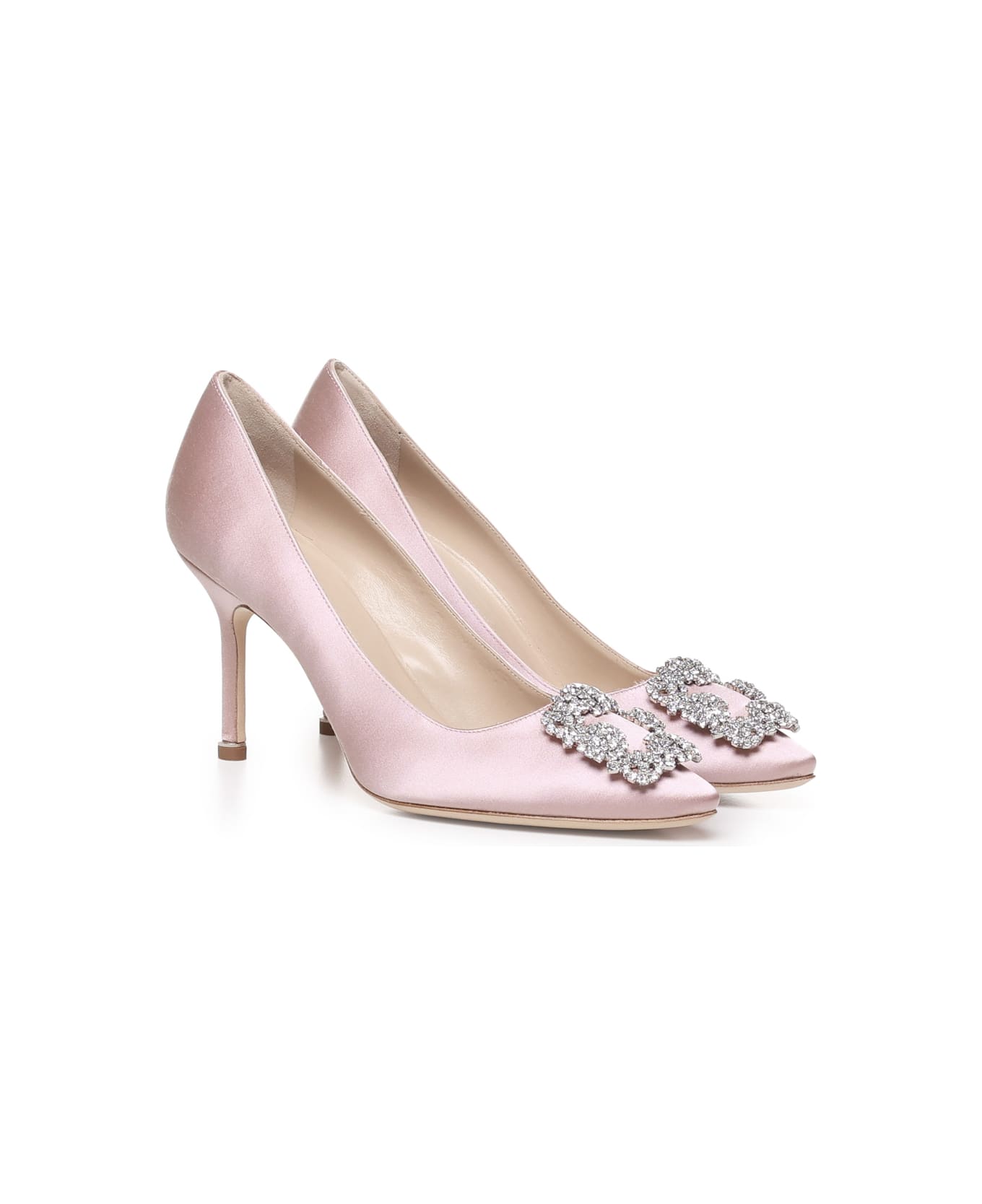 Manolo Blahnik 90mm Décolleté With Satin Jewel Buckle - Pink ハイヒール