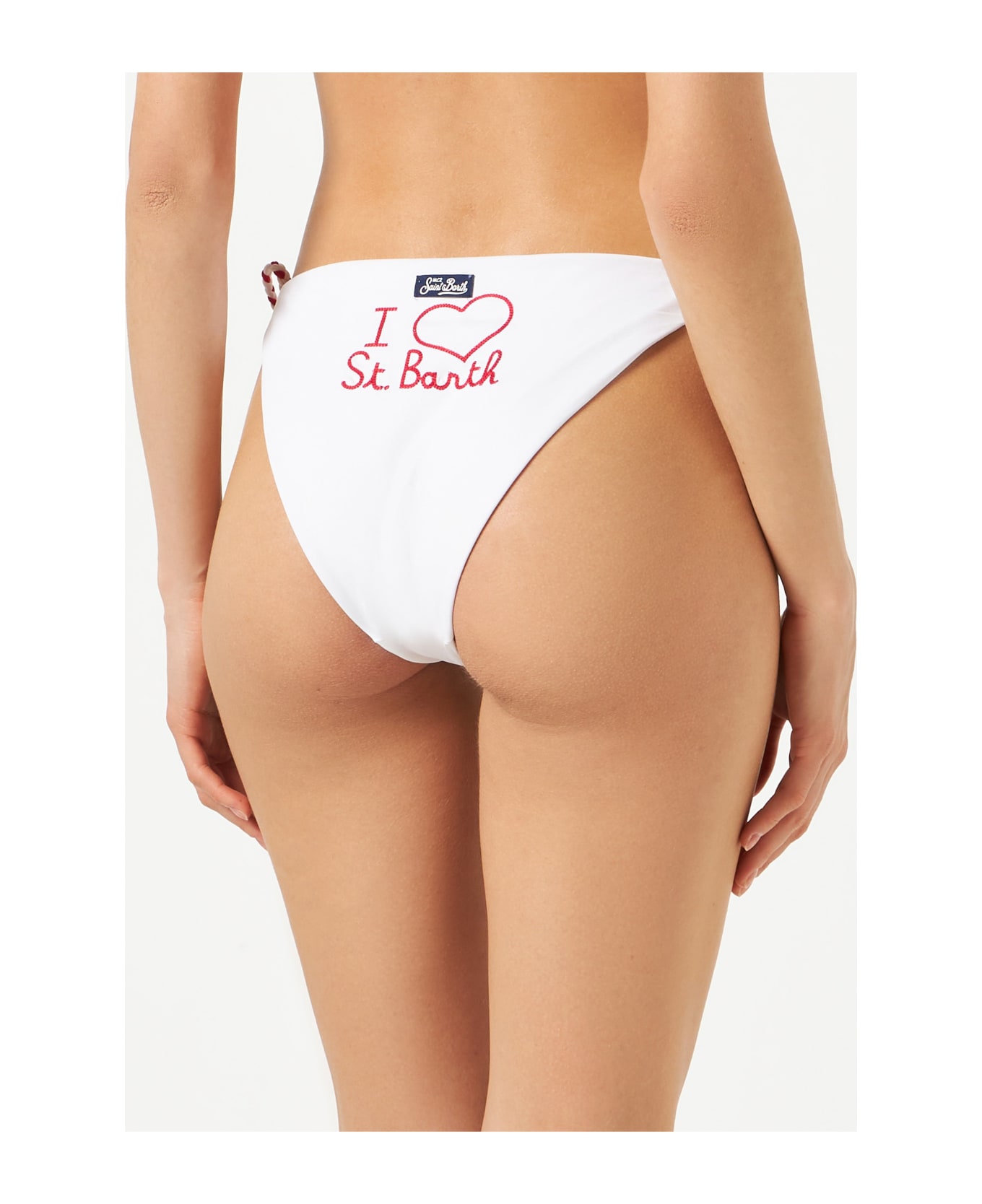 MC2 Saint Barth Woman Swim Briefs With I Love St. Barth Embroidery - WHITE