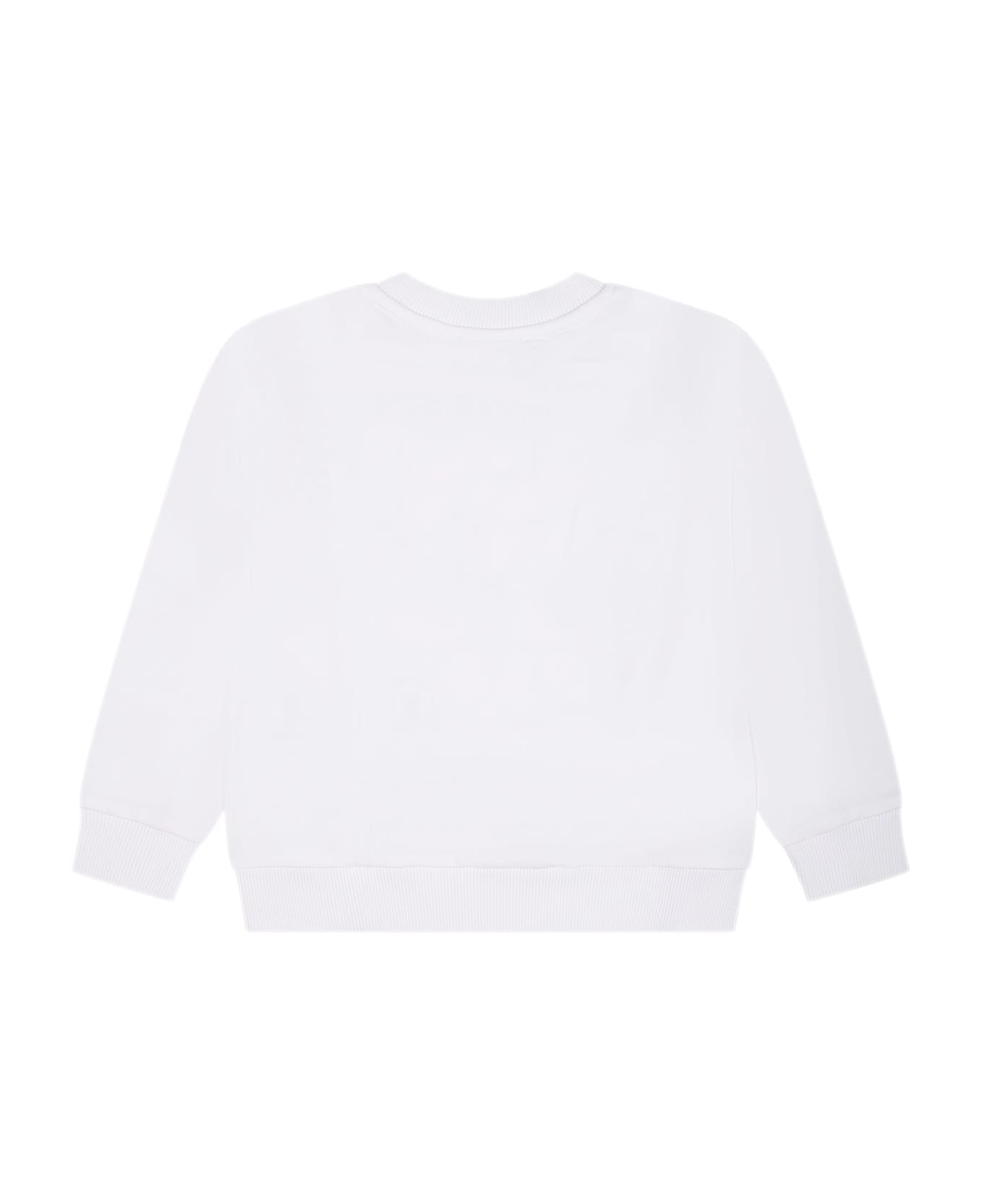Moschino White Sweatshirt For Babies With Teddy Bear - White