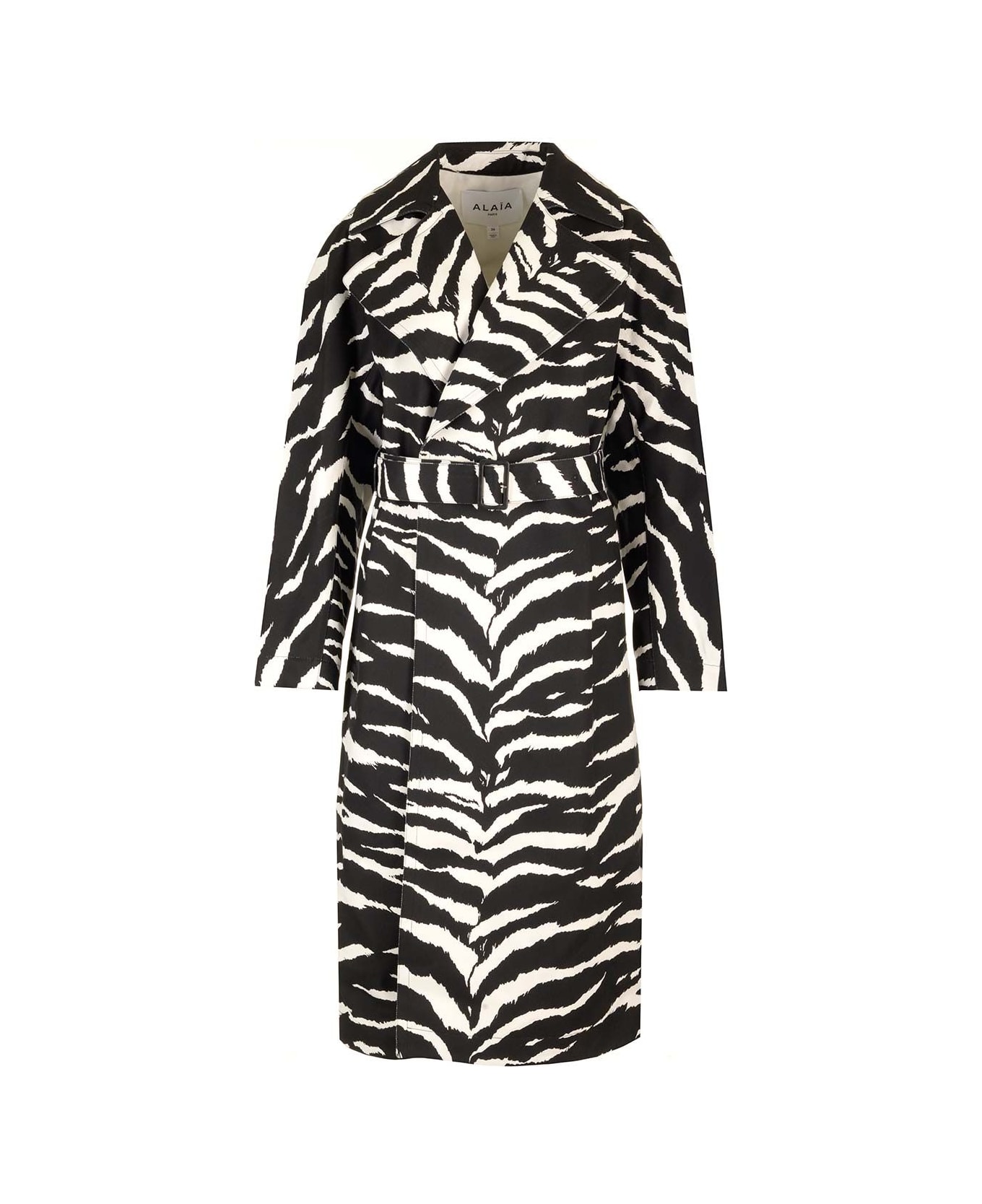 Alaia Zebra Denim Trench Coat - White