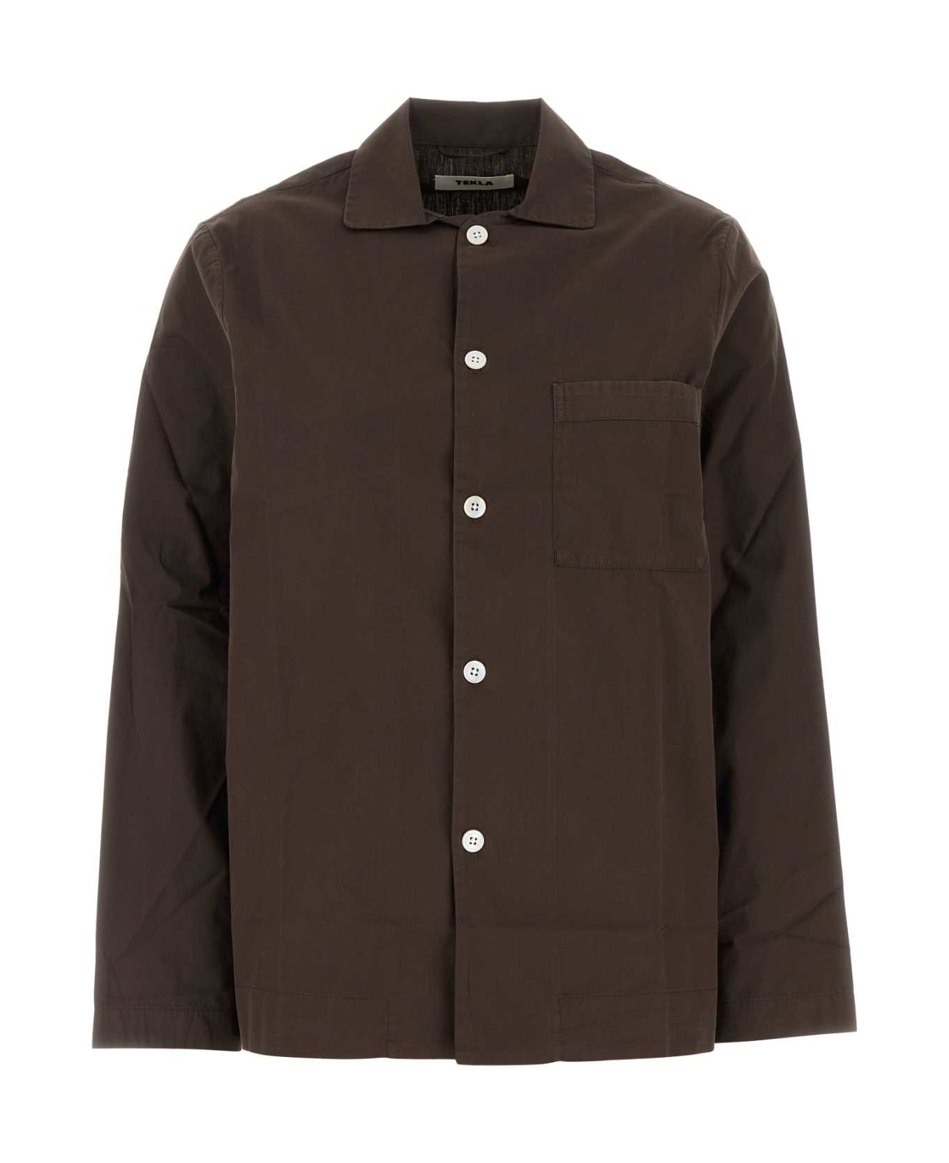 Tekla Brown Poplin Shirt - COFFEE