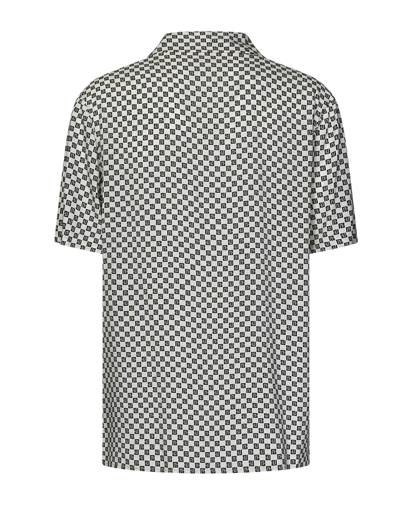 Balmain Mini Monogram Bowling Shirt - AVORIO NERO