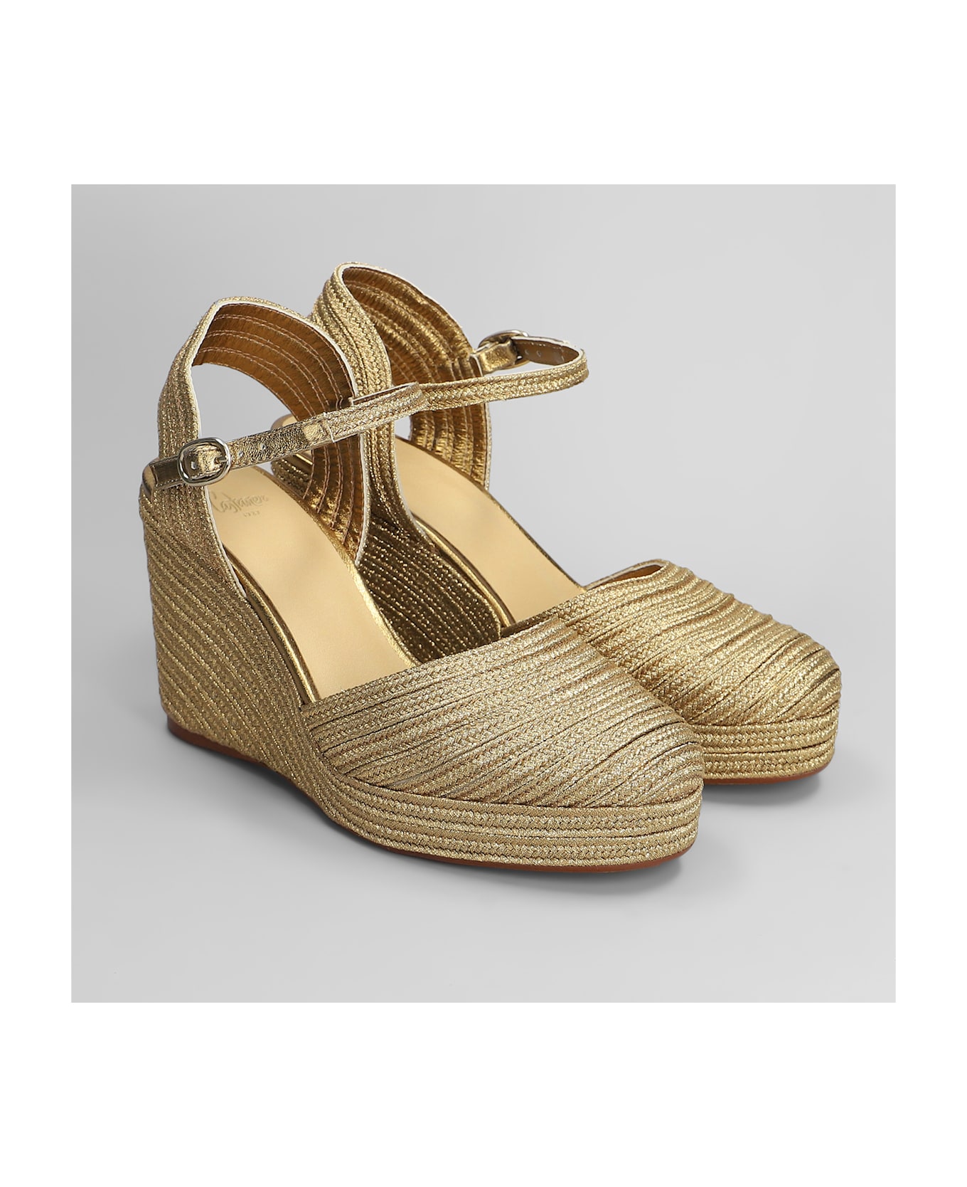 Castañer Carolyn-142 Wedges In Gold Fabric - gold