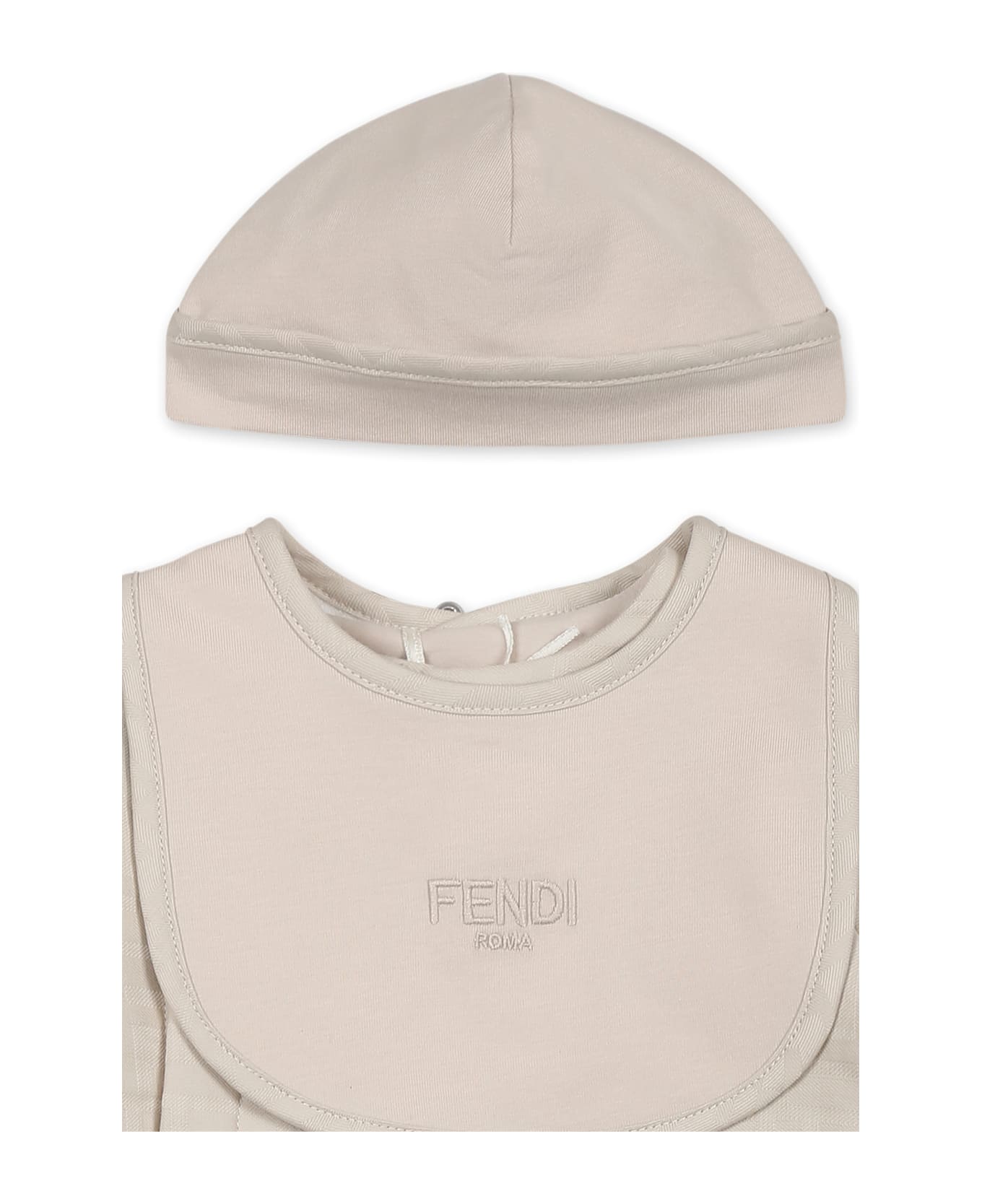 Fendi Beige Babygrow Set For Babykids With Ff - Beige