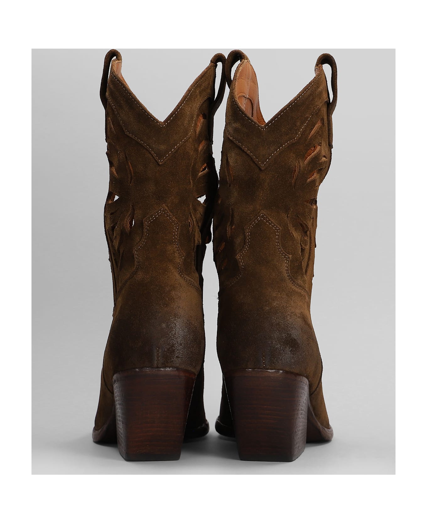 Elena Iachi Texan Ankle Boots In Leather Color Suede - leather color