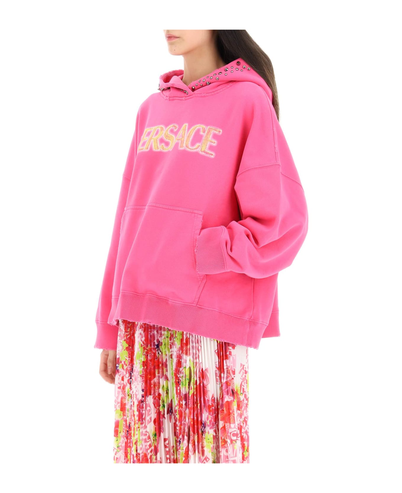 Versace Hoodie With Studs - Pink