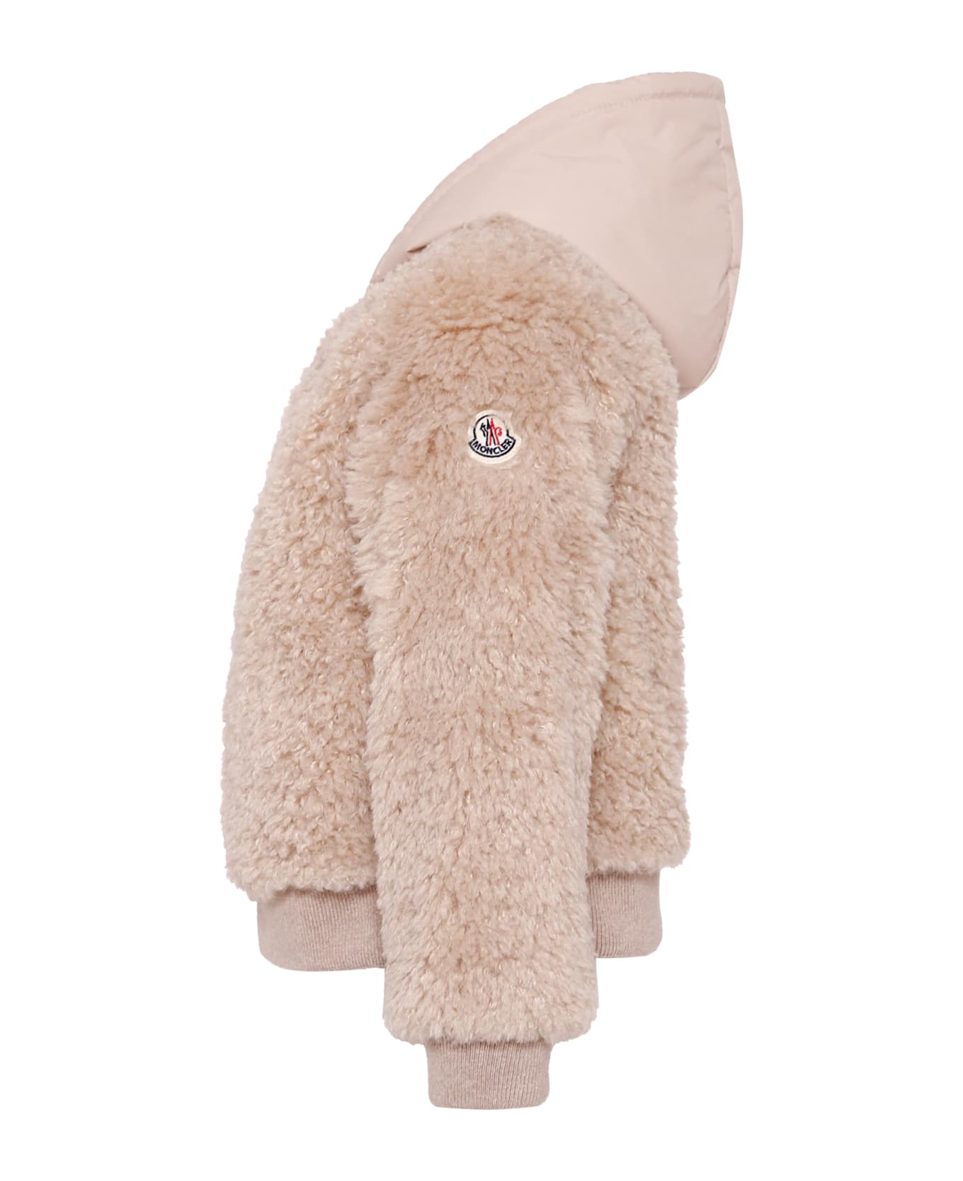 Moncler Beige Eco-fur For Kids With Logo - Beige