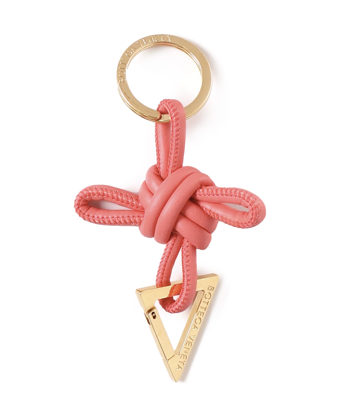 Bottega Veneta Triangle Key Ring In Nappa Leather - CRUSHED BERRY GOLD