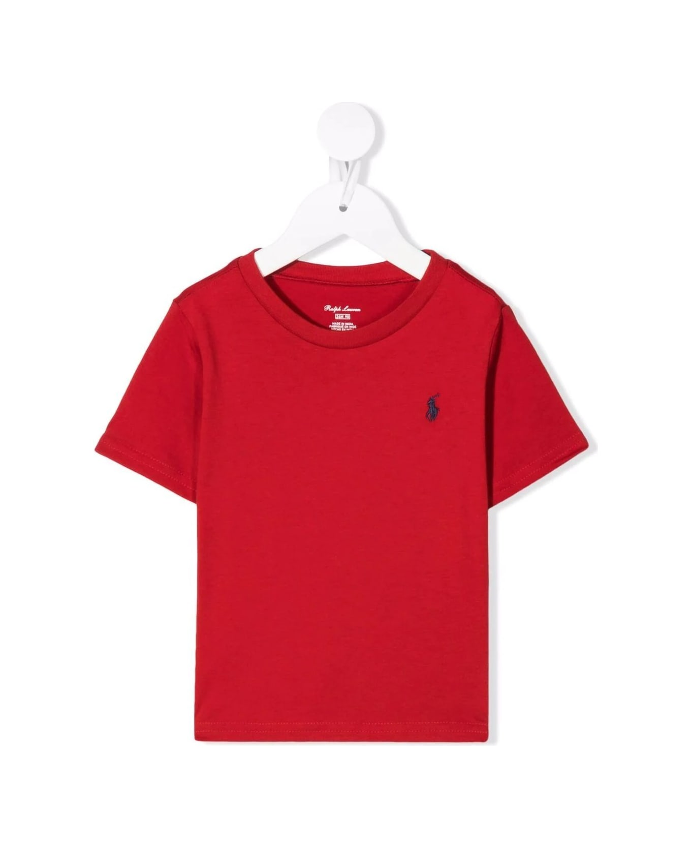 Ralph Lauren Red T-shirt With Navy Blue Pony - Red