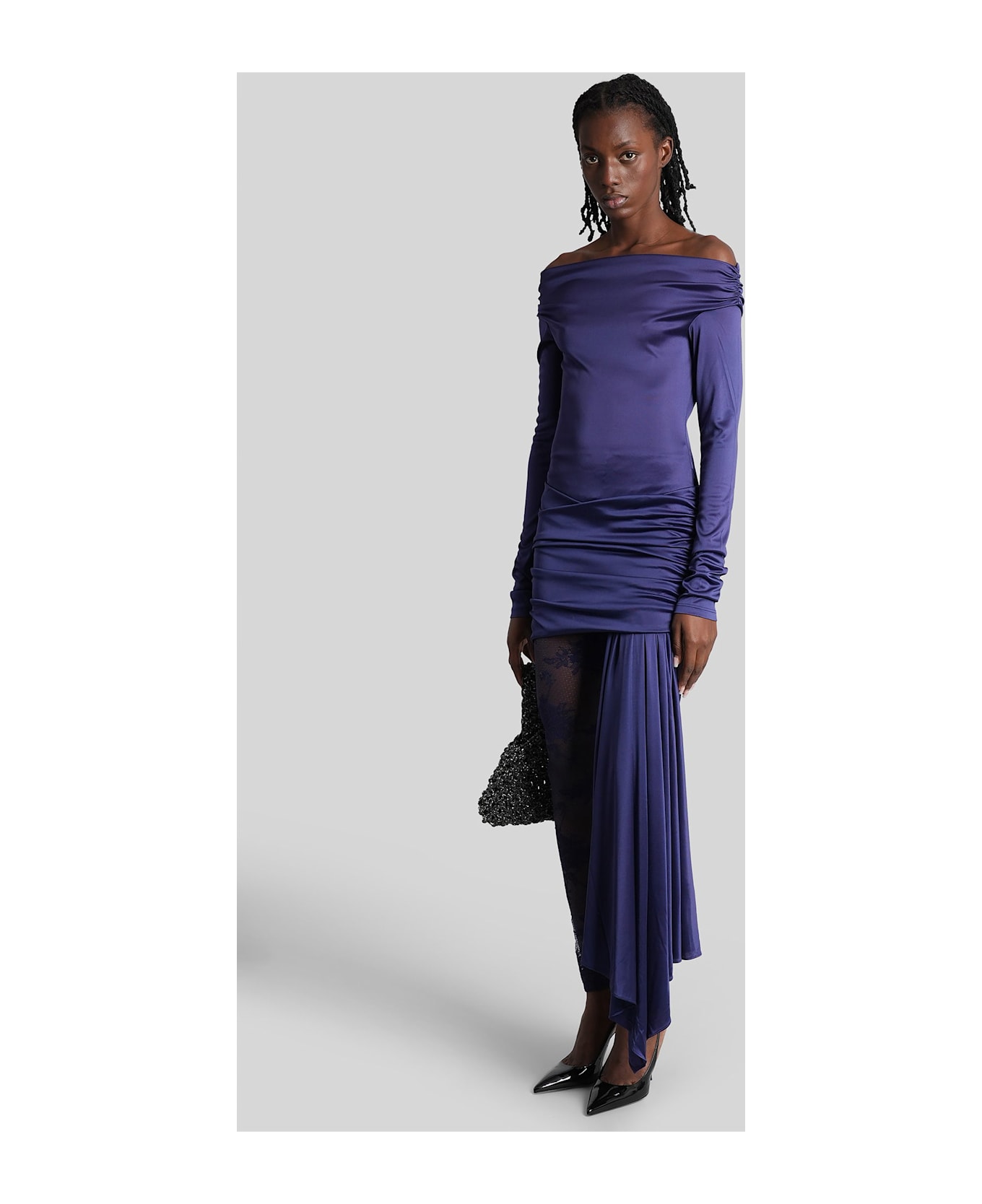 The Andamane Wendell Mini Dress In Blue Acetate - blue