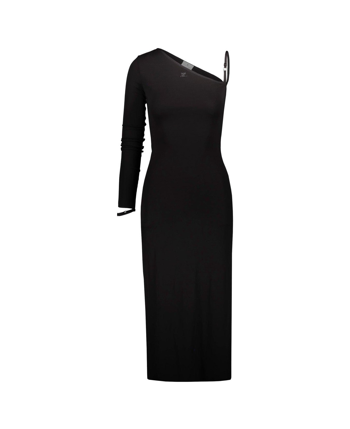 Courrèges One Sleeve Lingerie Dress - Black