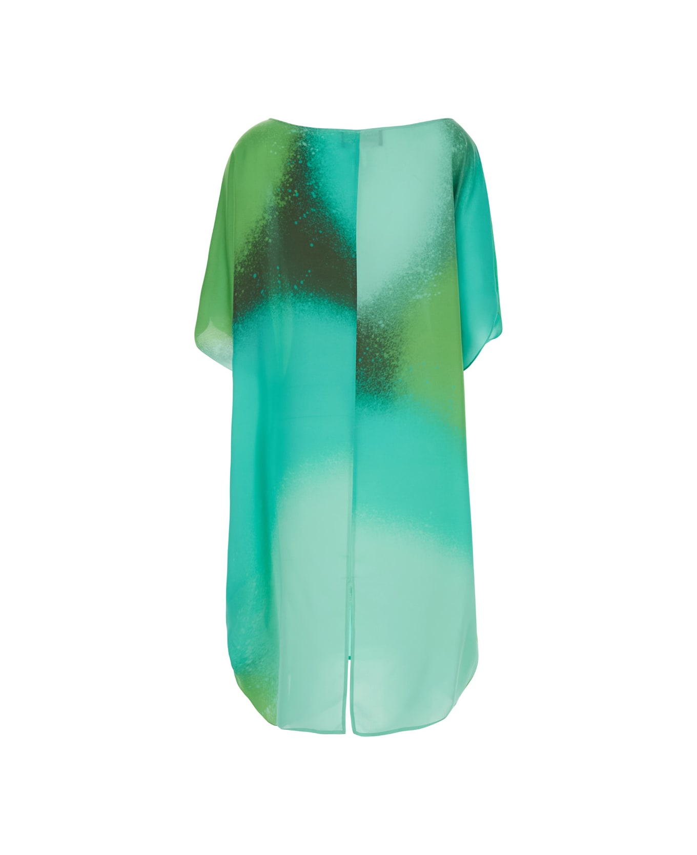 Gianluca Capannolo Green Midi Wide Dress In Silk Woman - Green ワンピース＆ドレス