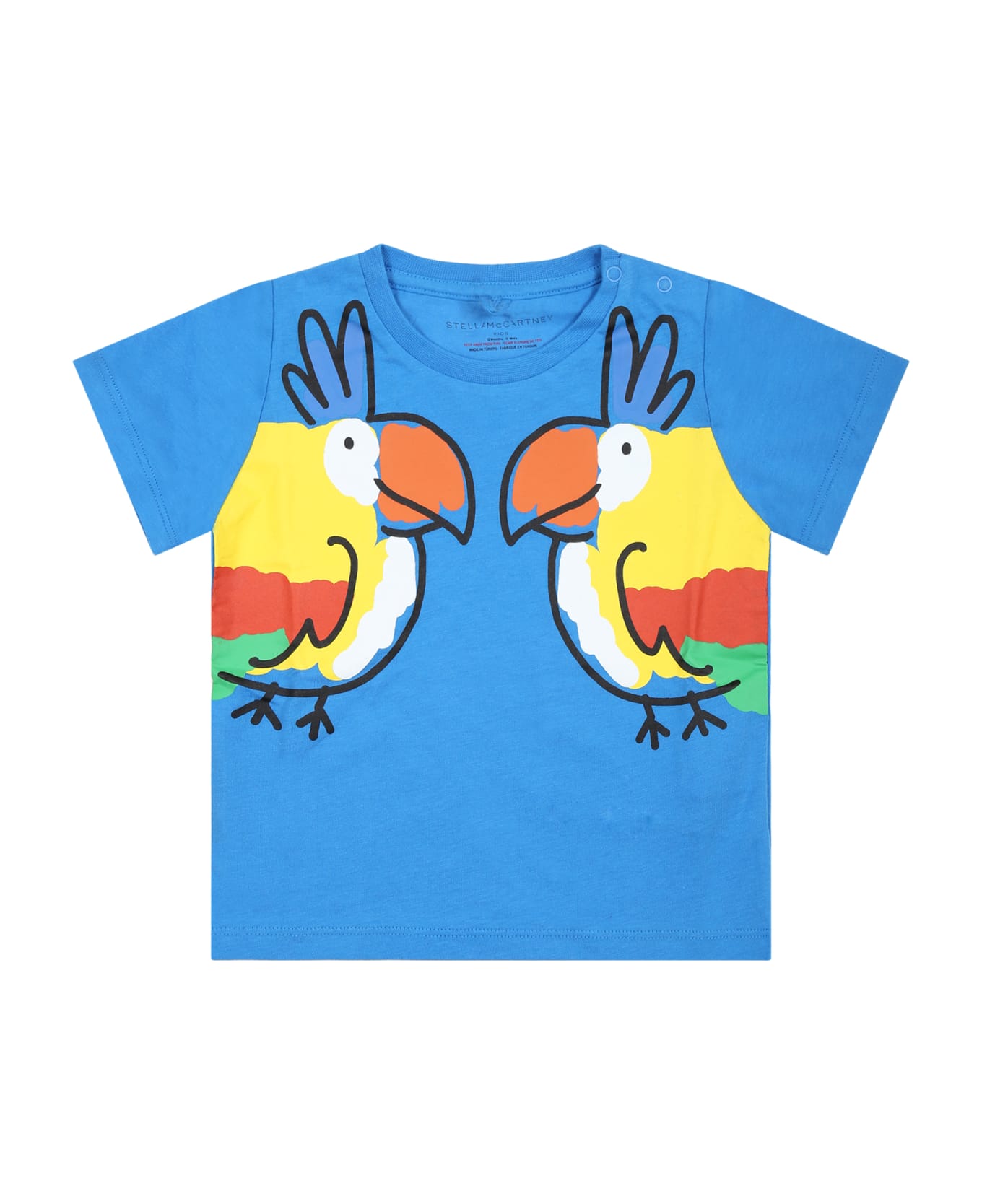 Stella McCartney Kids Light Blue T-shirt For Baby Boy With Parrots - Light Blue