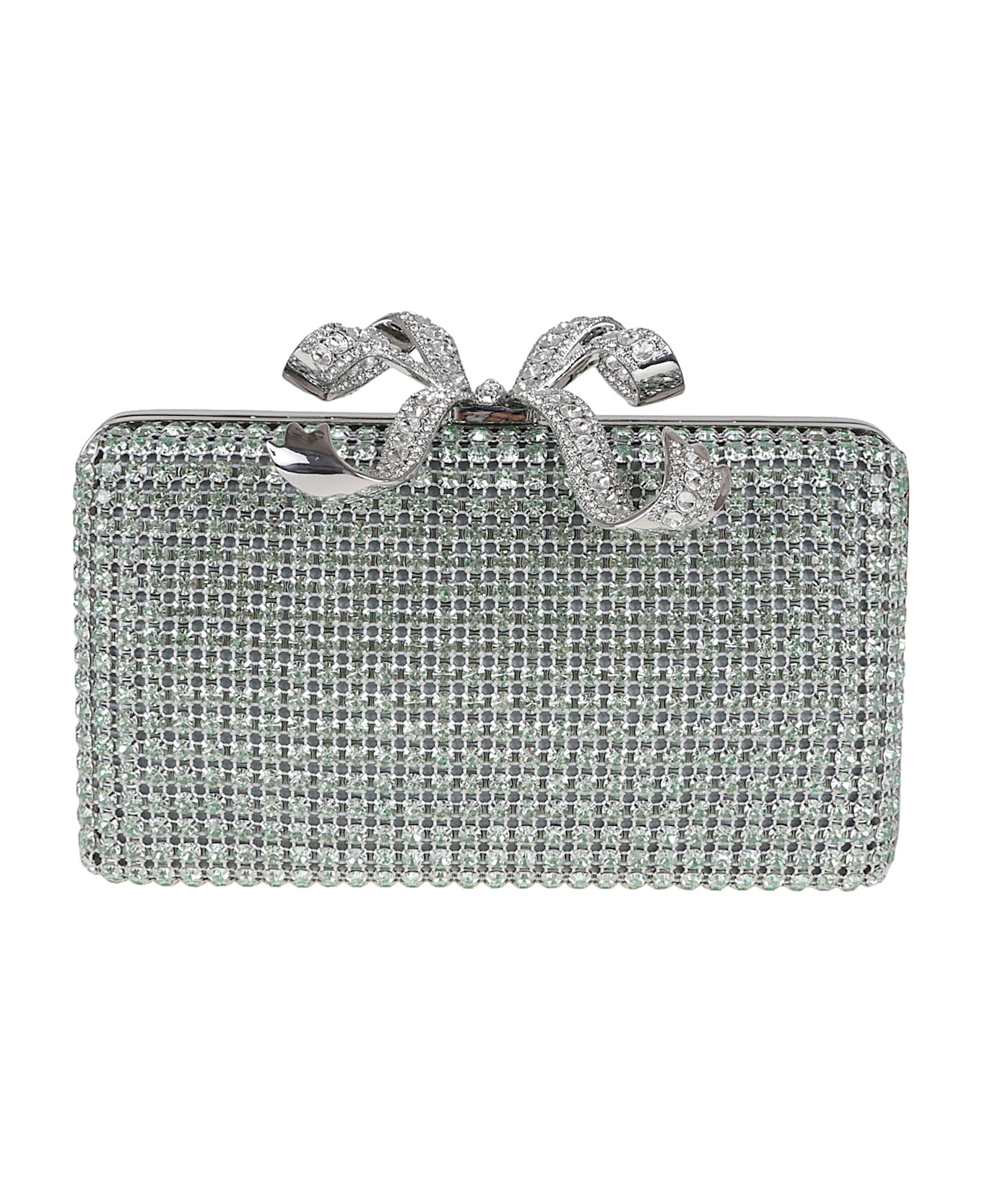 self-portrait Green Chainmail Clutch Bag - Green