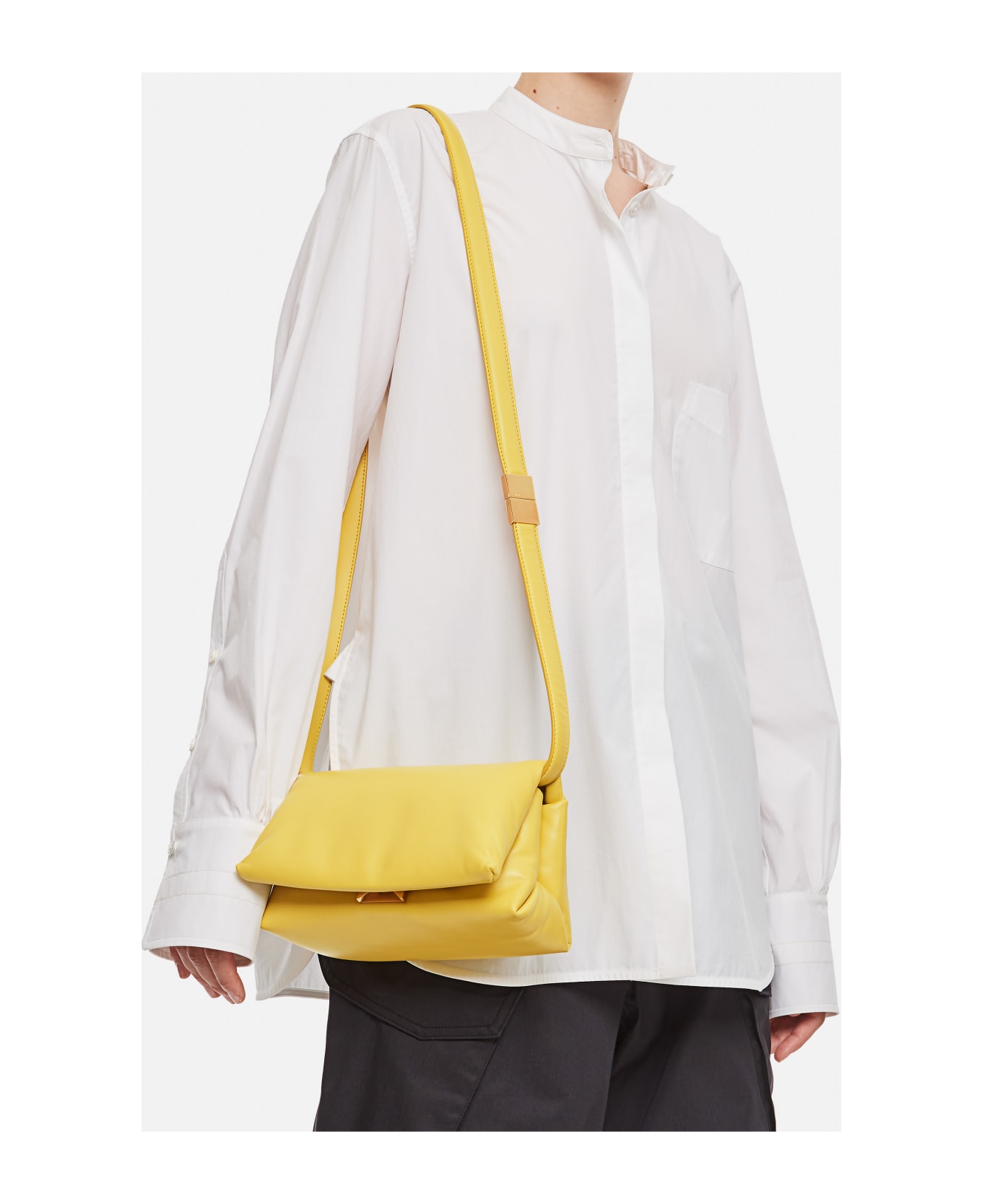Marni Small Prisma Leather Shoulder Bag - Yellow