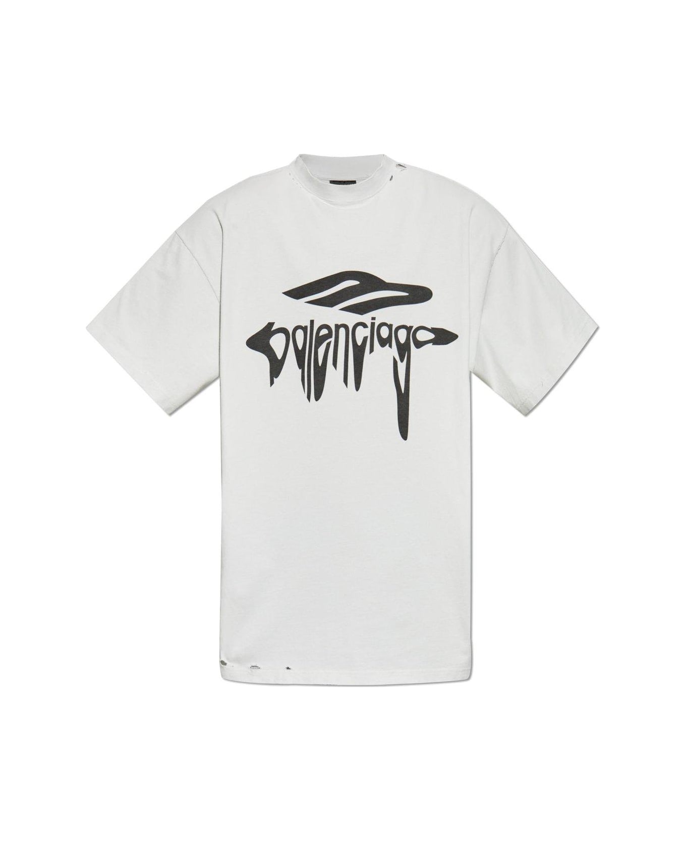 Balenciaga Light Grey Cotton Oversize T-shirt - DIRTYWHITEBLACK