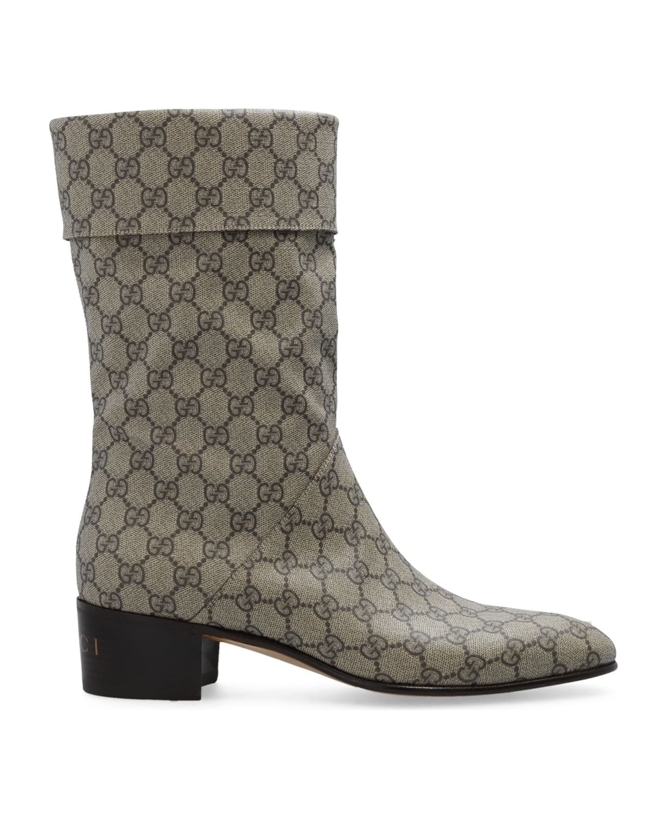 Gucci Heeled Monogram Boots - Beige