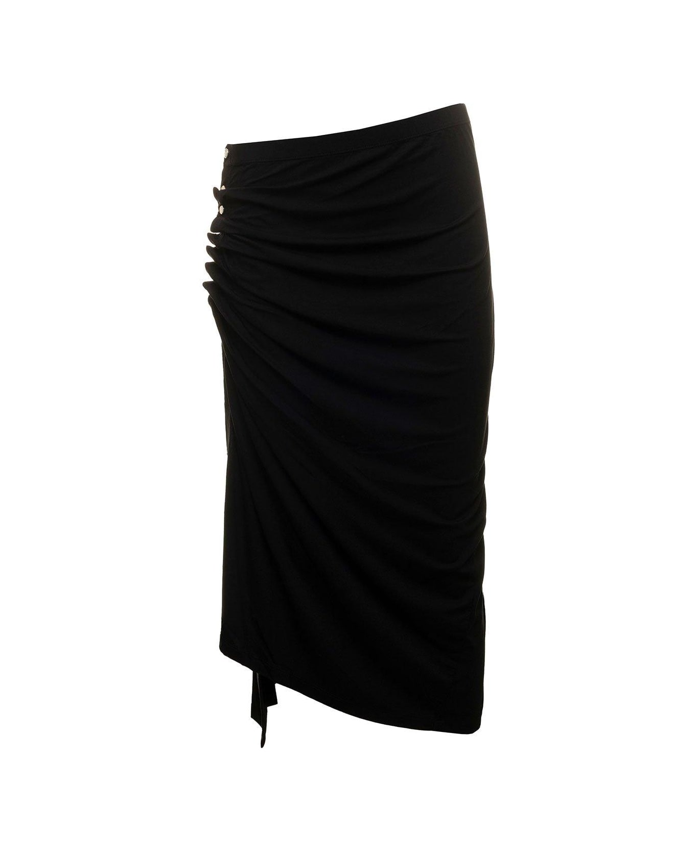 Paco Rabanne Asymmetric High Waist Midi Skirt - Black