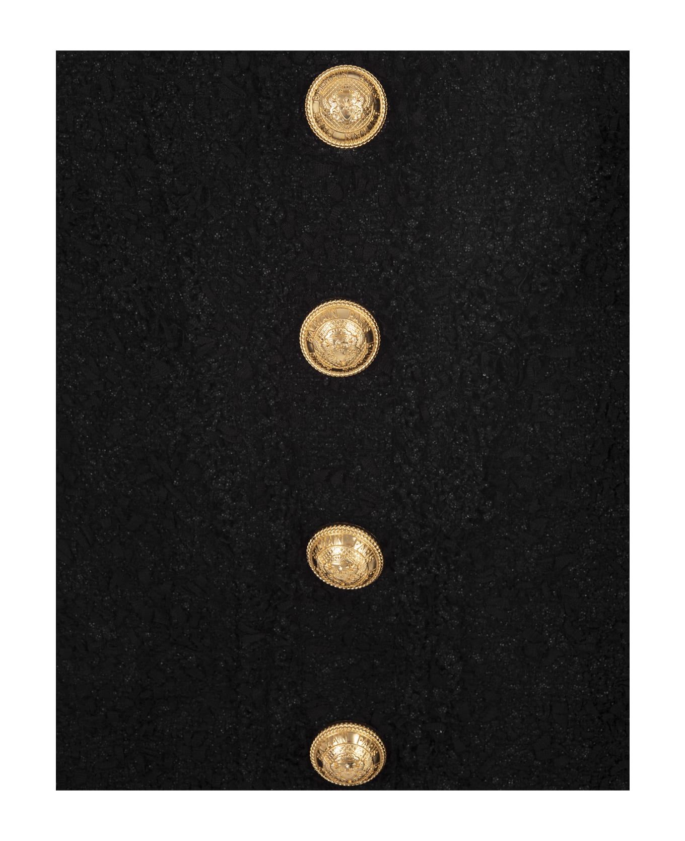 Balmain Black Tweed Skirt With Gold Buttons - Pa Noir