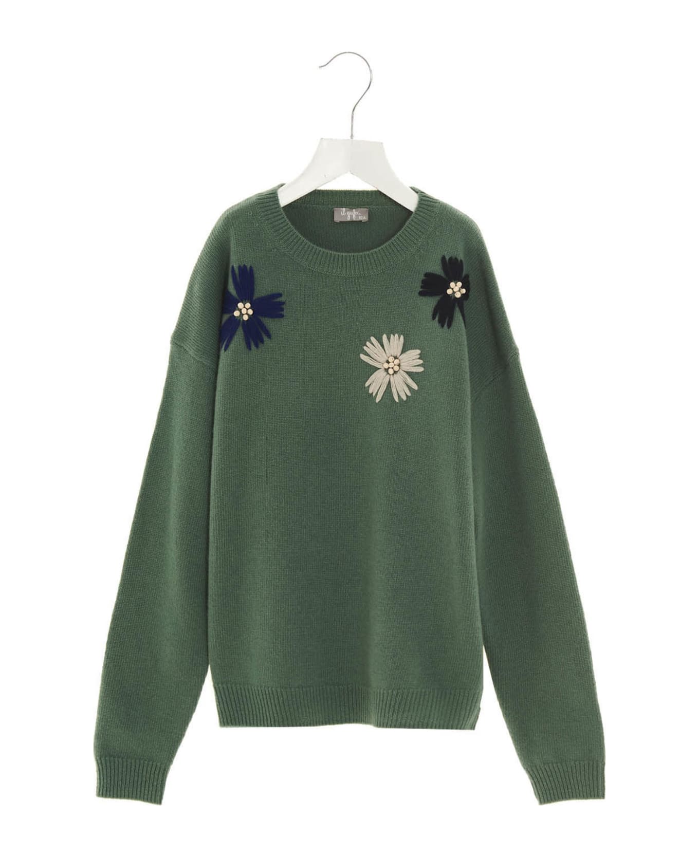 Il Gufo Flower Embroidery Sweater - Green