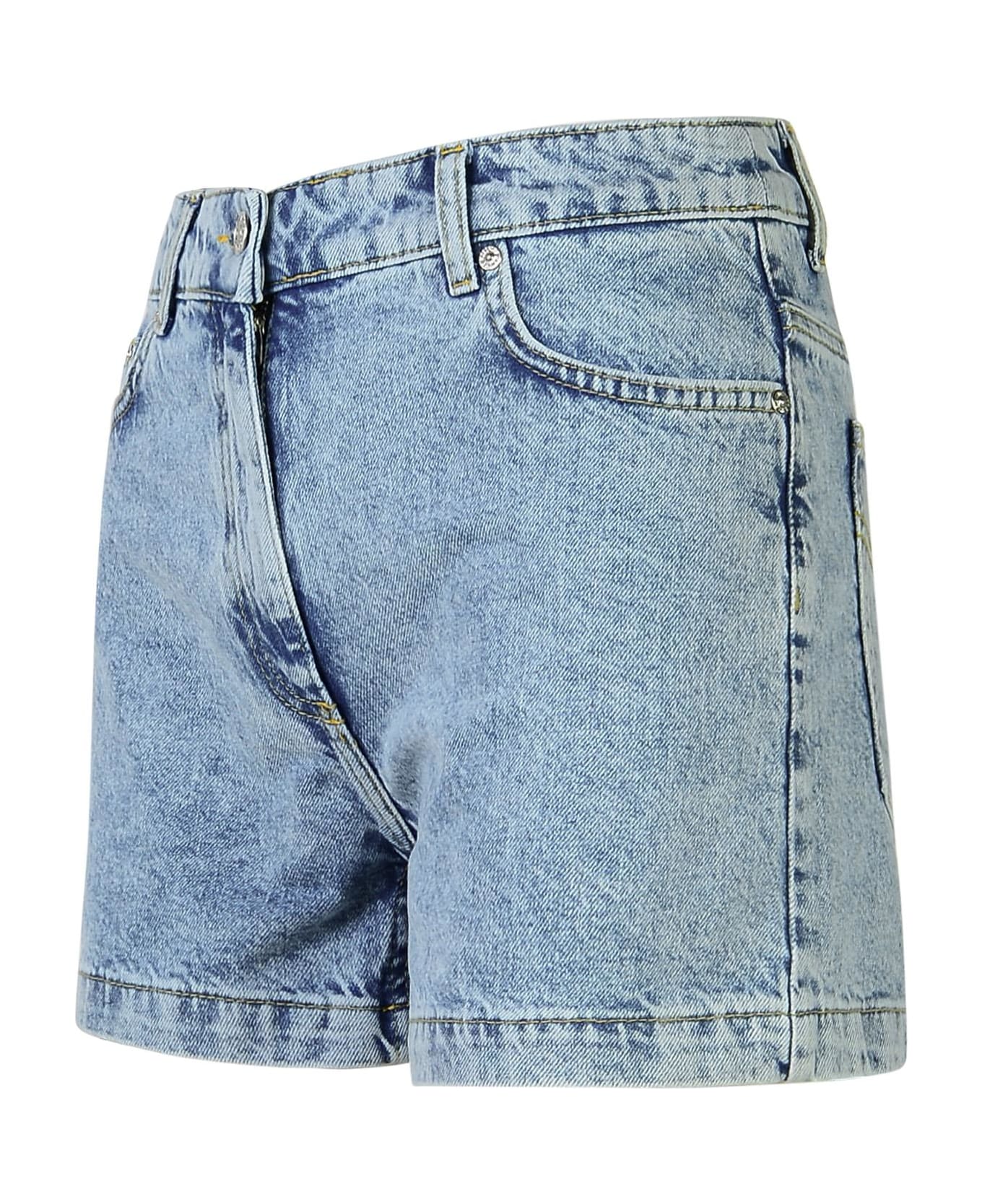 M05CH1N0 Jeans Light Blue Cotton Jeans Shorts - Light Blue ショートパンツ