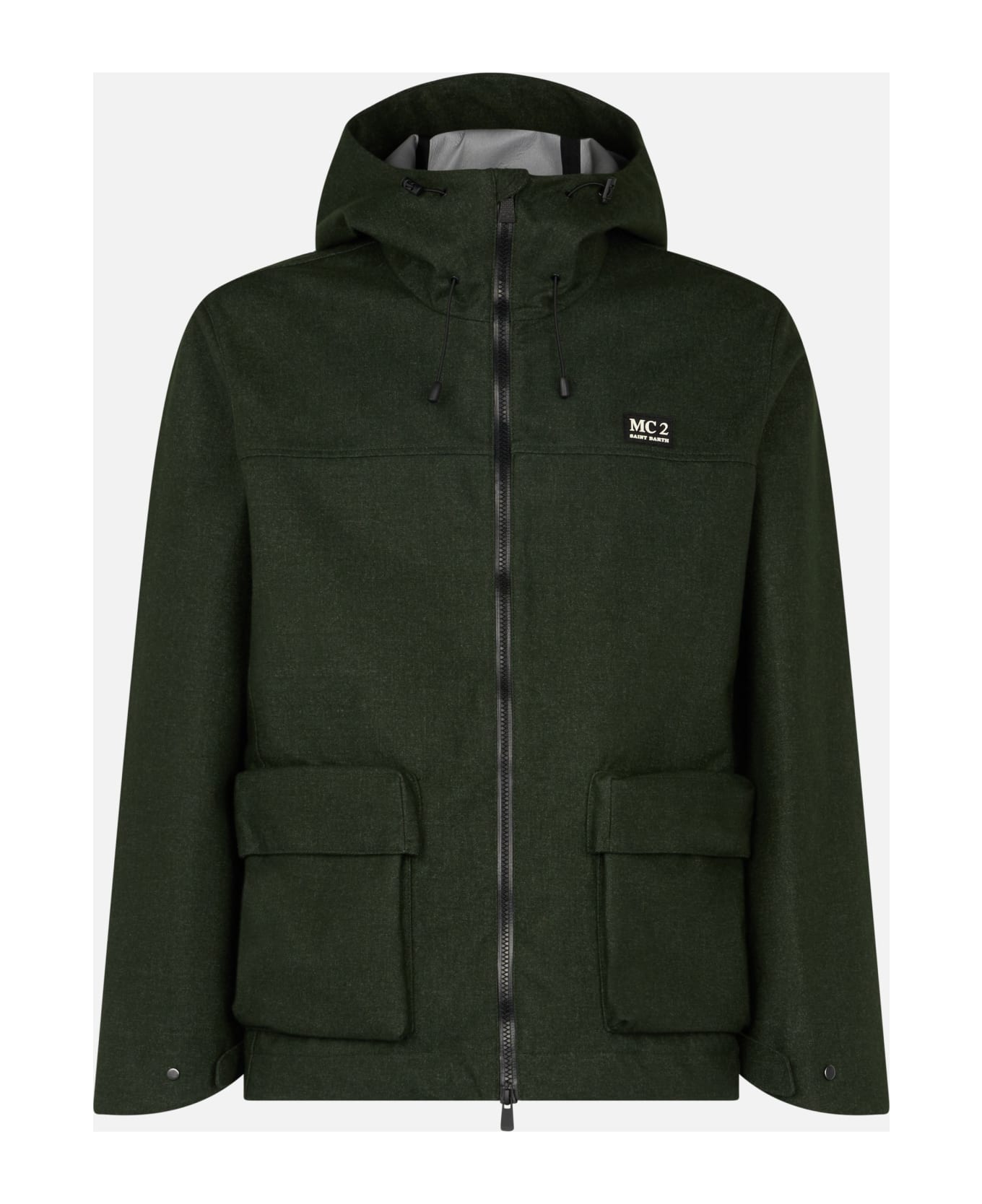 MC2 Saint Barth Man Hooded Green Windbreaker Jacket - GREEN