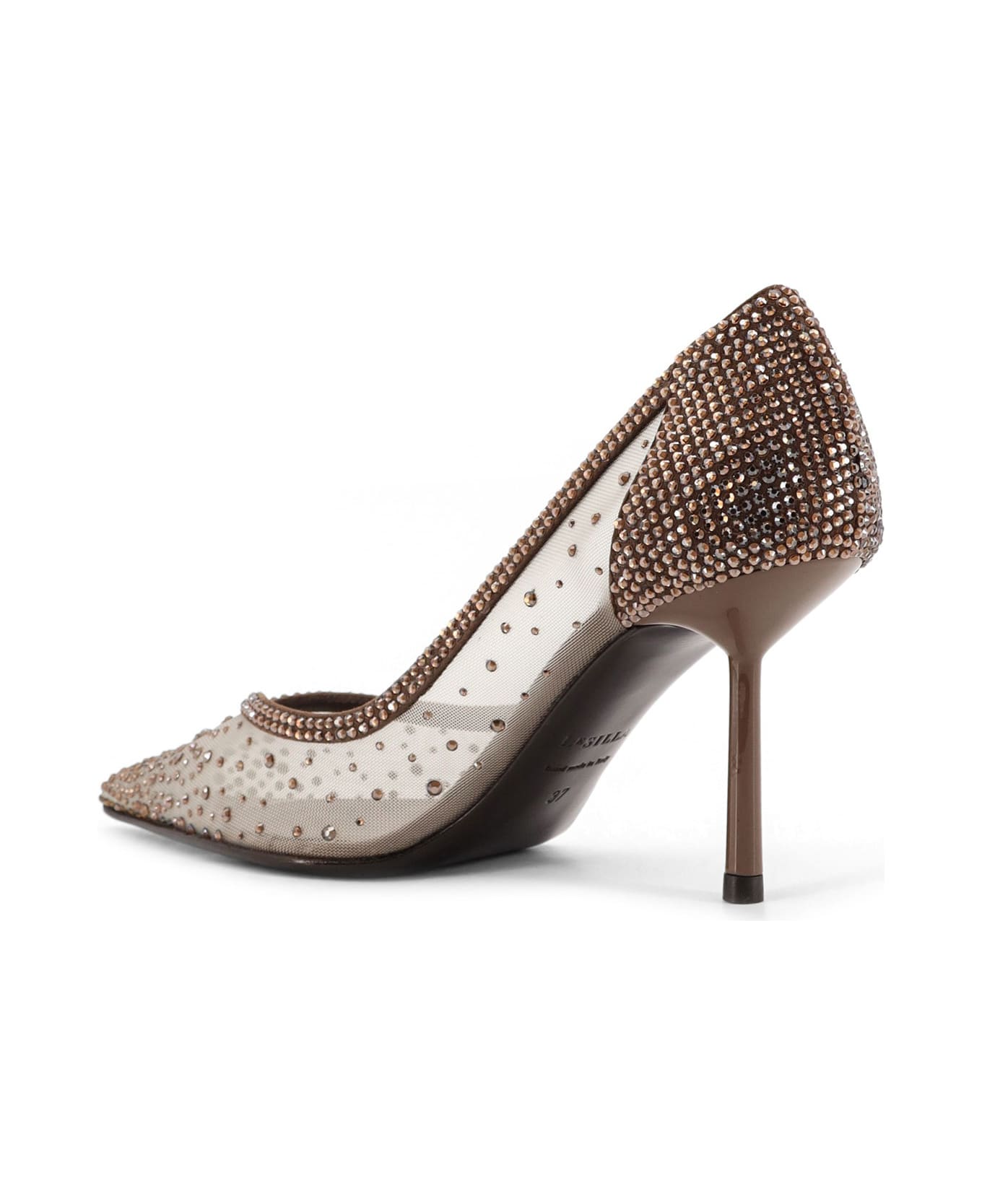 Le Silla Nicole Mesh Pumps With Rhinestones - Wall