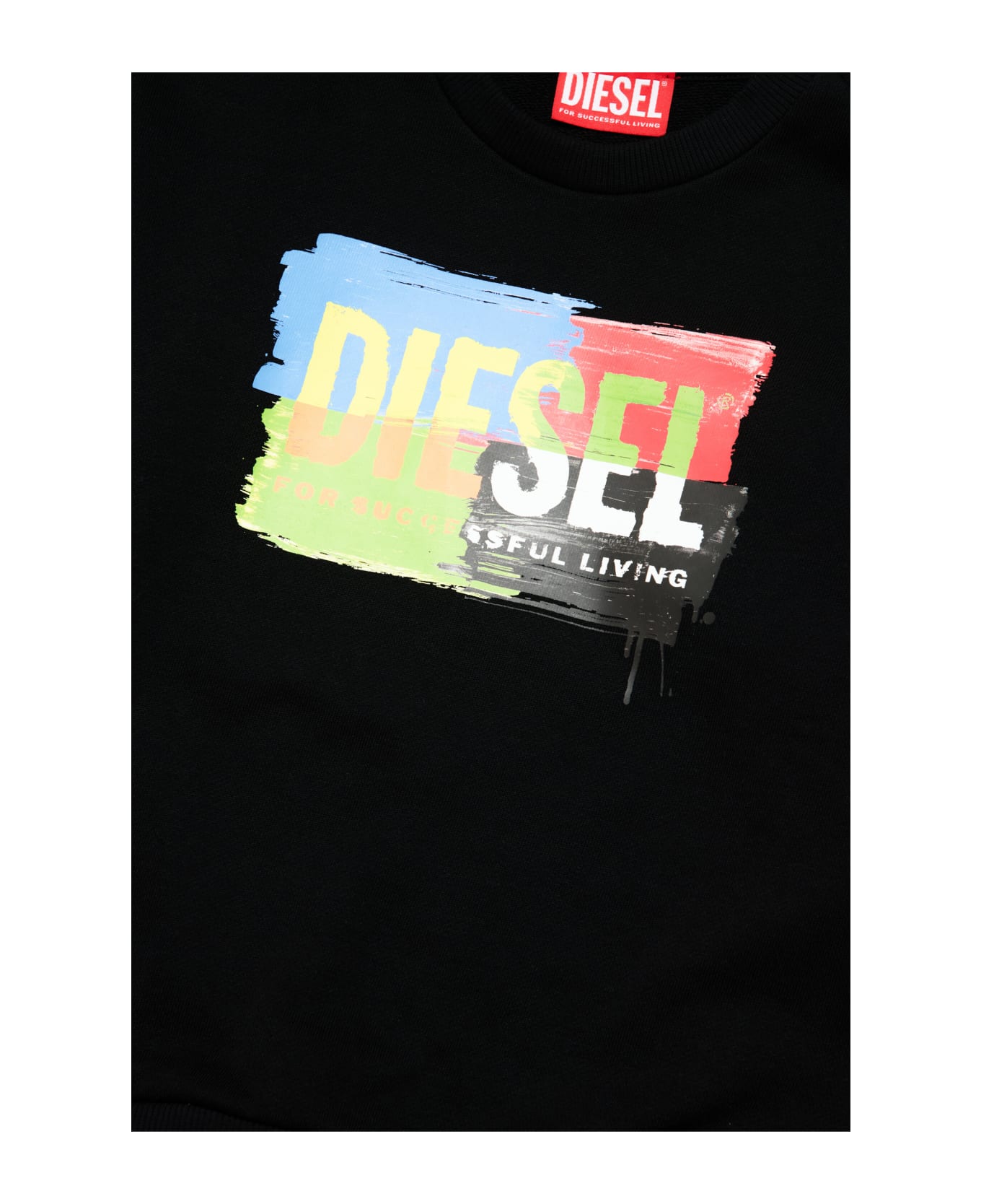 Diesel Skand Over Sweat-shirt Diesel Crew-neck Sweatshirt With Multicolor Print - Nero ニットウェア＆スウェットシャツ
