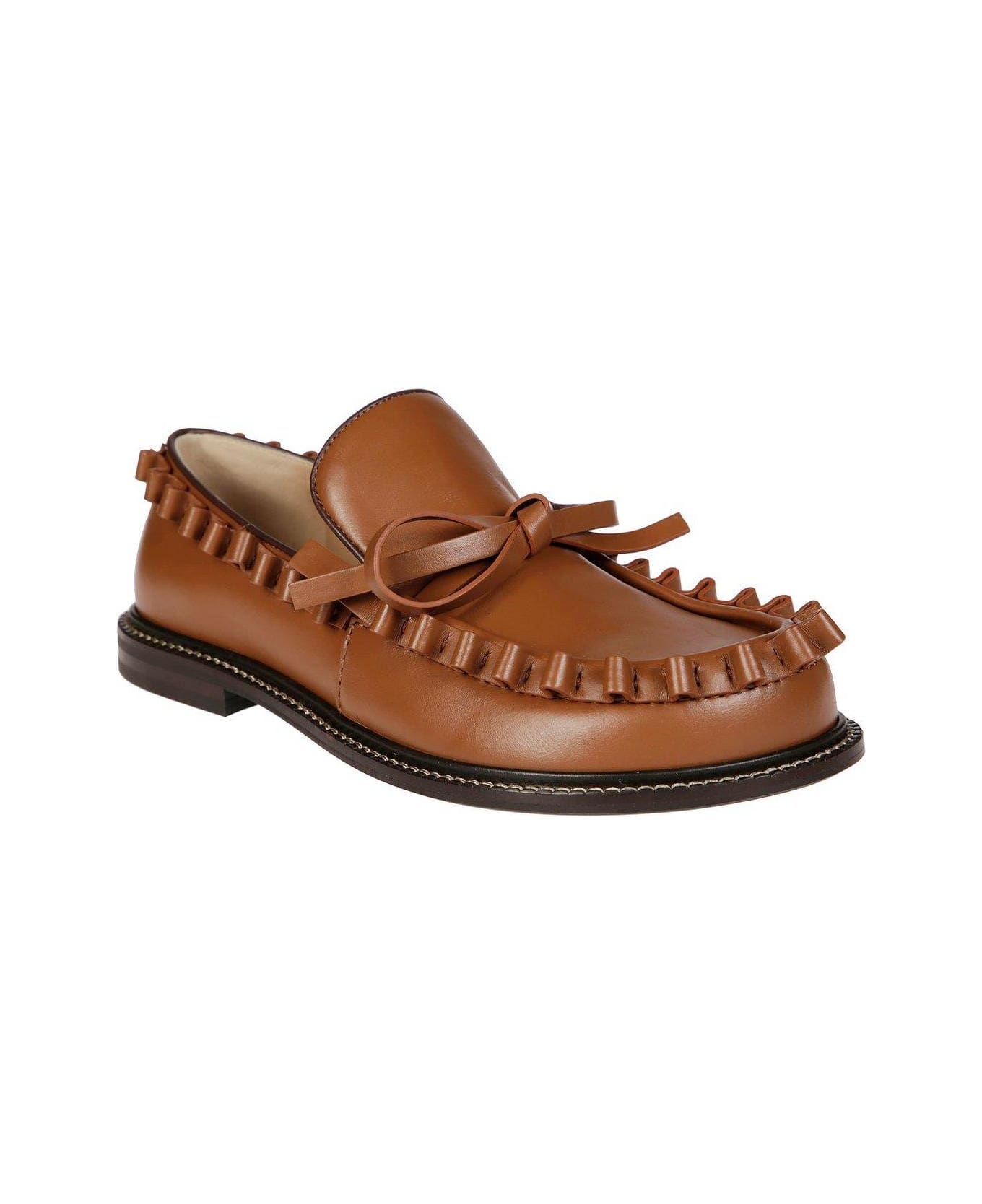 J.W. Anderson Ruffled-trim Lace-up Loafers - Marrone