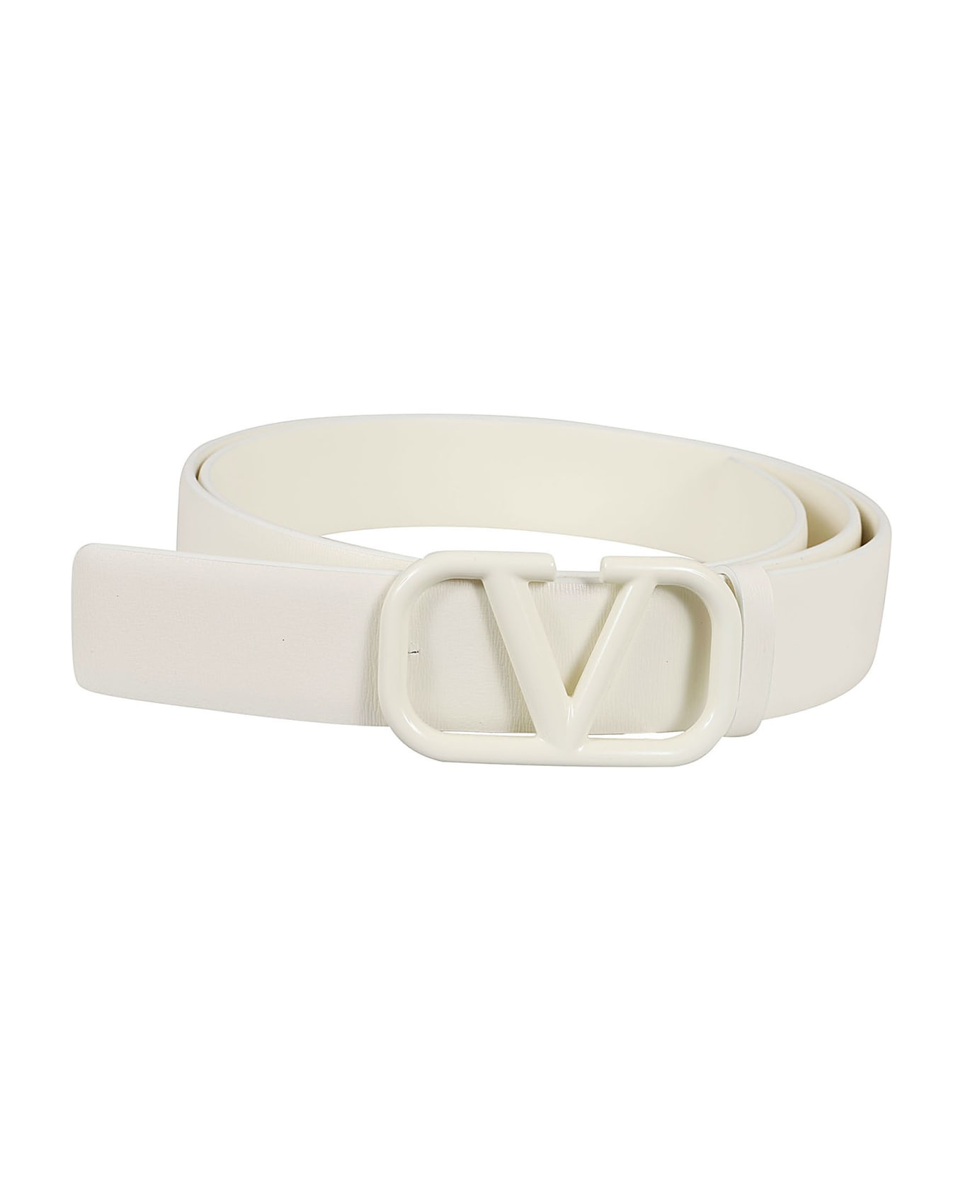 Valentino Garavani Buckle Belt H. 30 Vlogo Signature - Ivory
