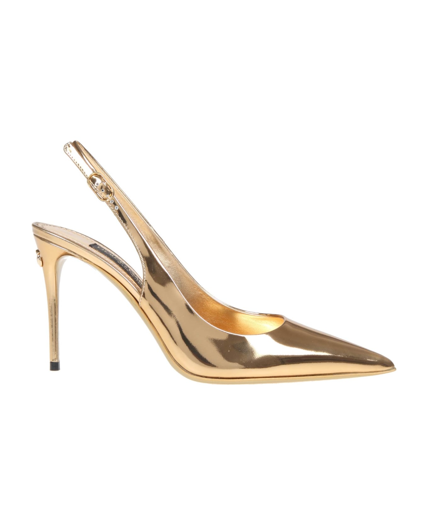 Dolce & Gabbana Slingback In Gold Mirror Leather - Light gold