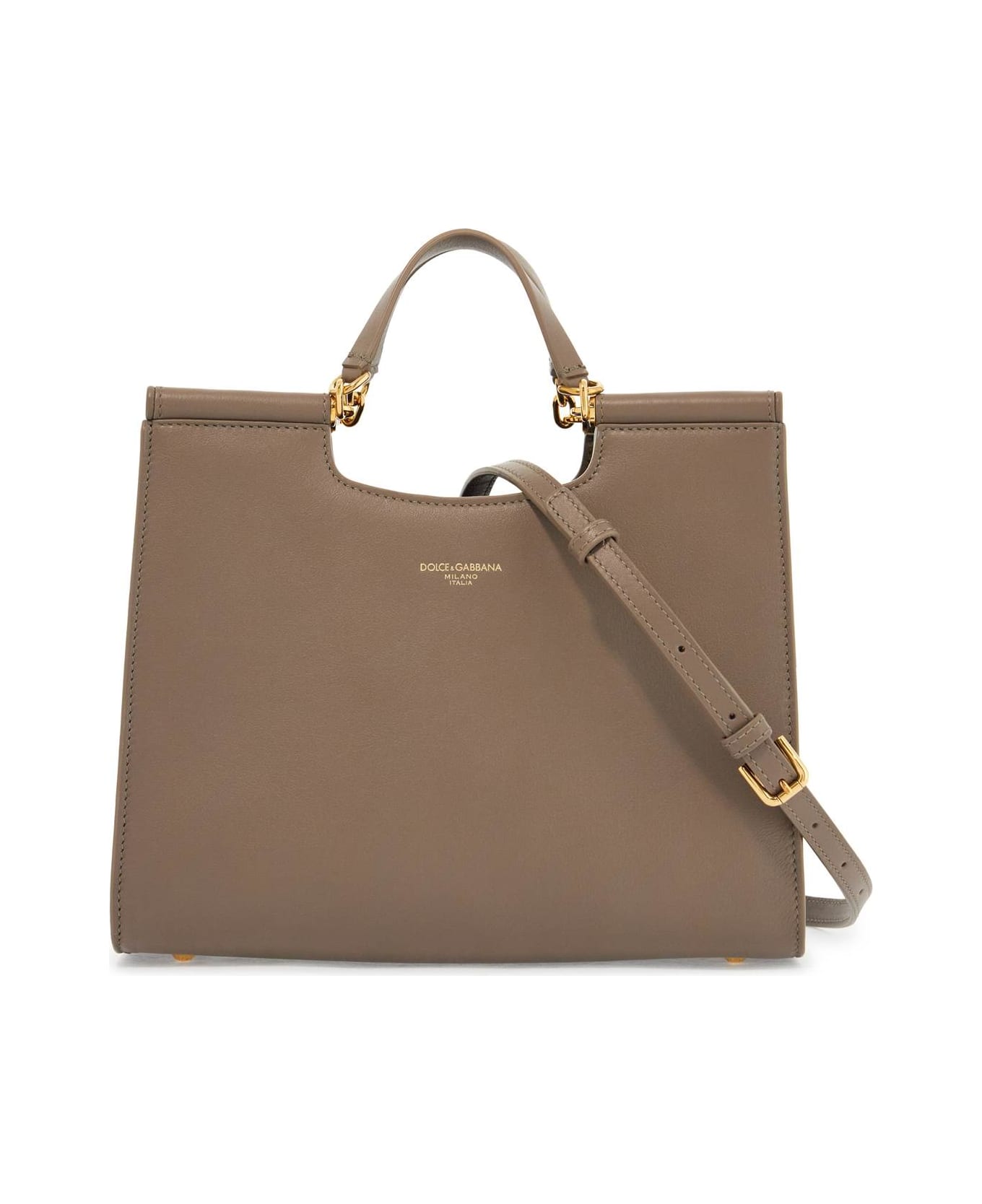 Dolce & Gabbana Beige Calfskin Tote Bag With Adjustable Shoulder Strap - GREIGE (Beige)