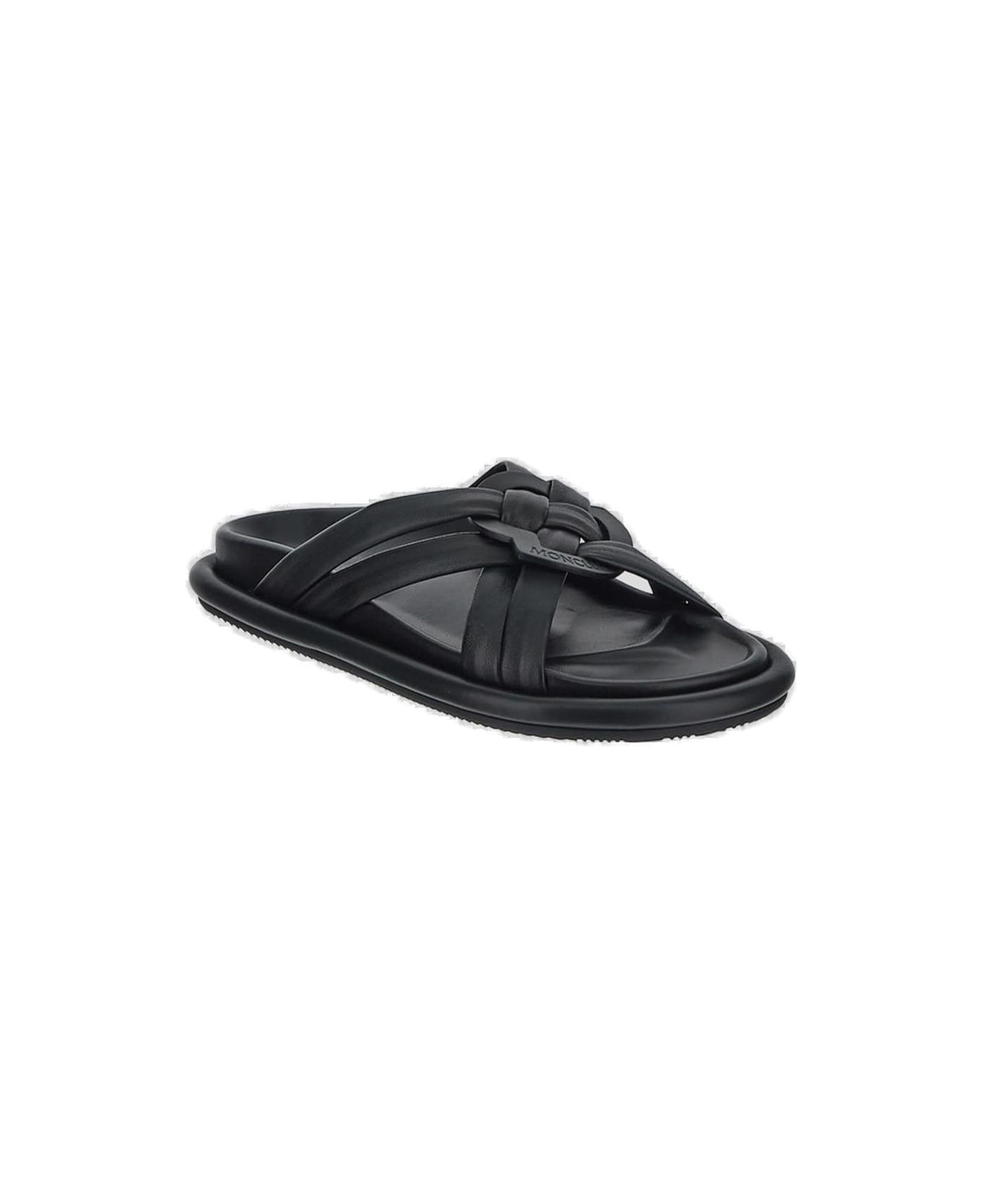 Moncler Logo Embossed Sandals - Black サンダル