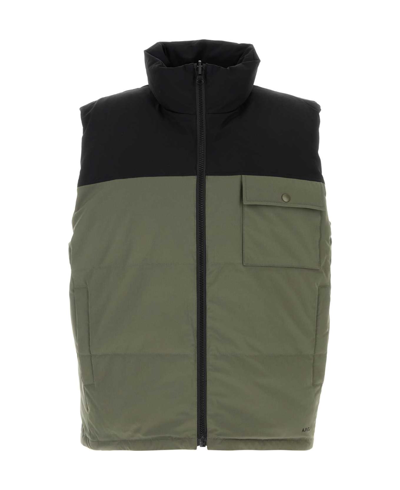 A.P.C. Two-tone Stretch Polyester Doudoune Padded Jacket - KAKI
