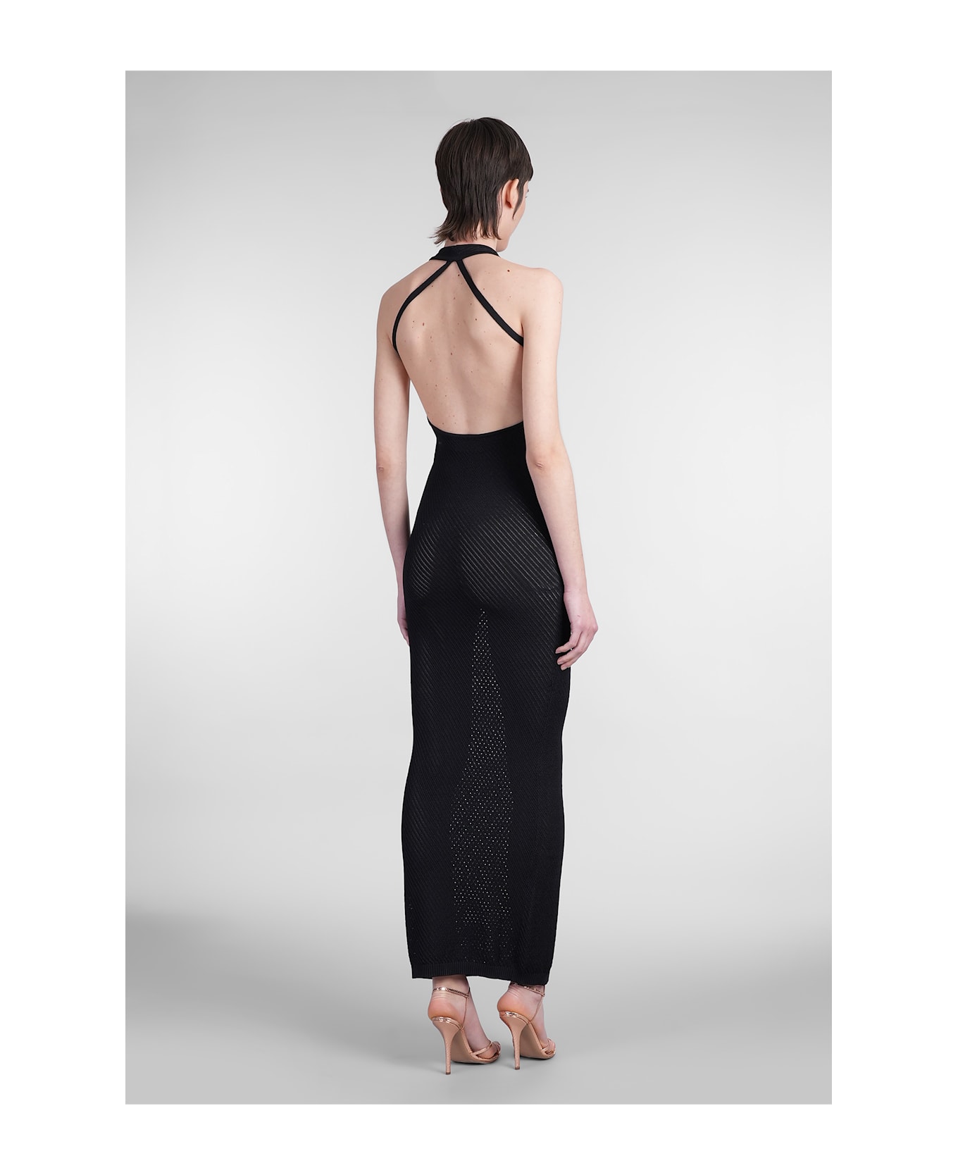 Laneus Long Dress In Black Viscose - black