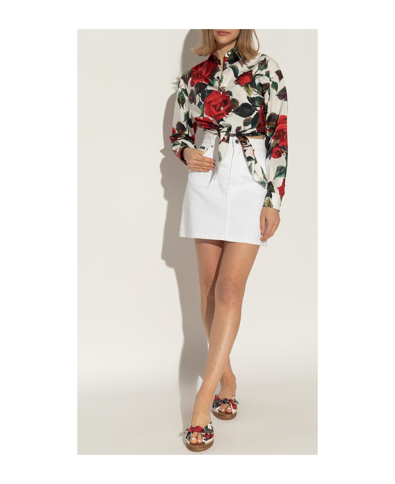 Dolce 
Gabbana Floral Motif Slides - White