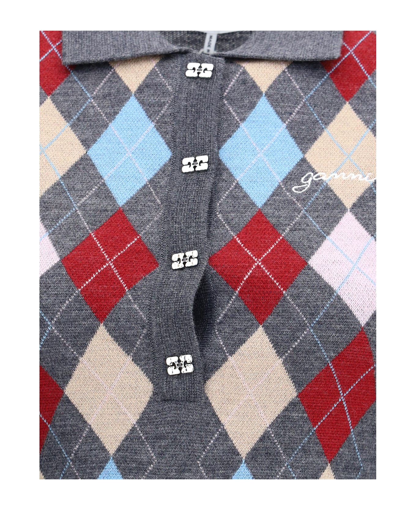 Ganni Print Polo Sweater - MULTICOLOUR